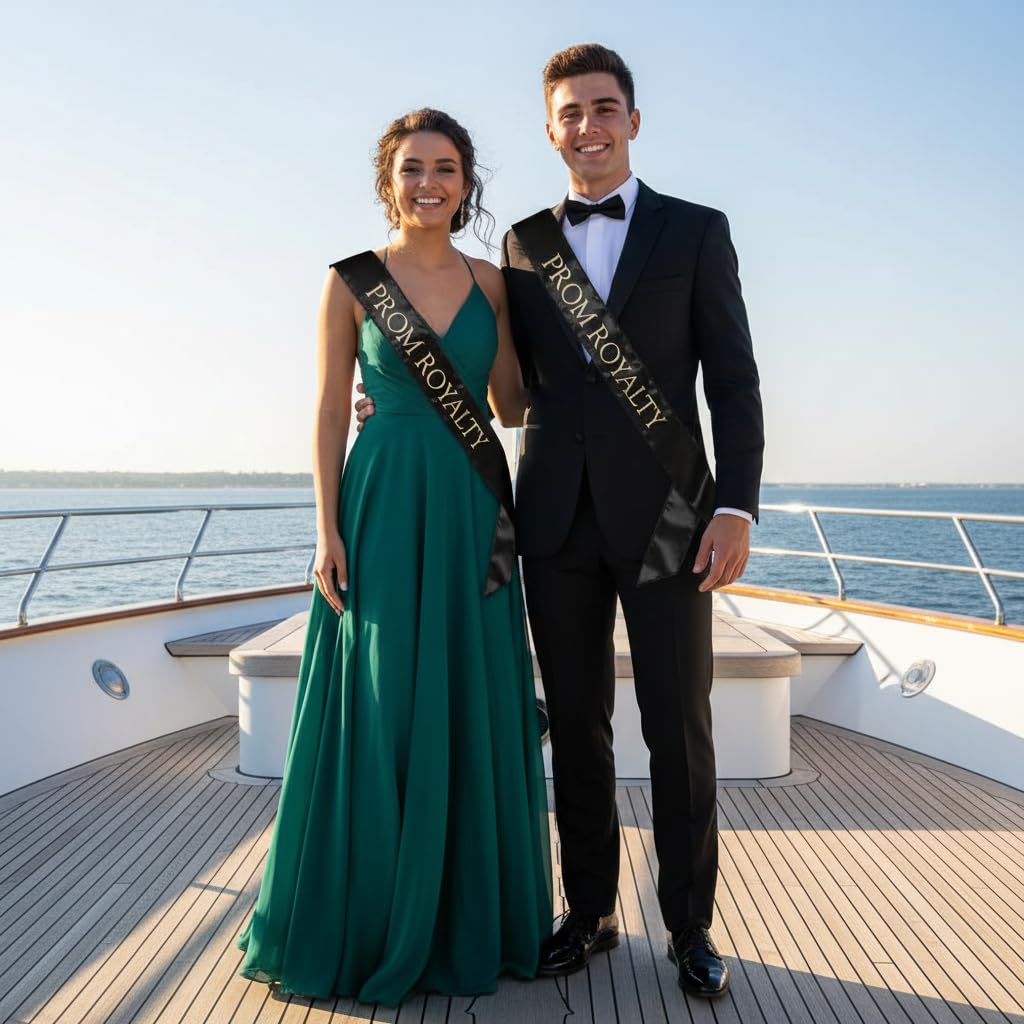 Anderson's Prom Royalty Black Satin Sash with Gold Imprint, 3" x 72" Prom Royalty Sash for Royalty Coronation, Prom Night Accessories for High School Court & Formal Events - Image 6