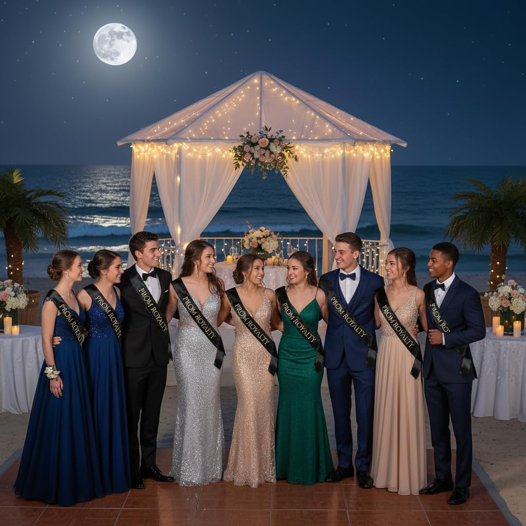 Anderson's Prom Royalty Black Satin Sash with Gold Imprint, 3" x 72" Prom Royalty Sash for Royalty Coronation, Prom Night Accessories for High School Court & Formal Events - Image 7