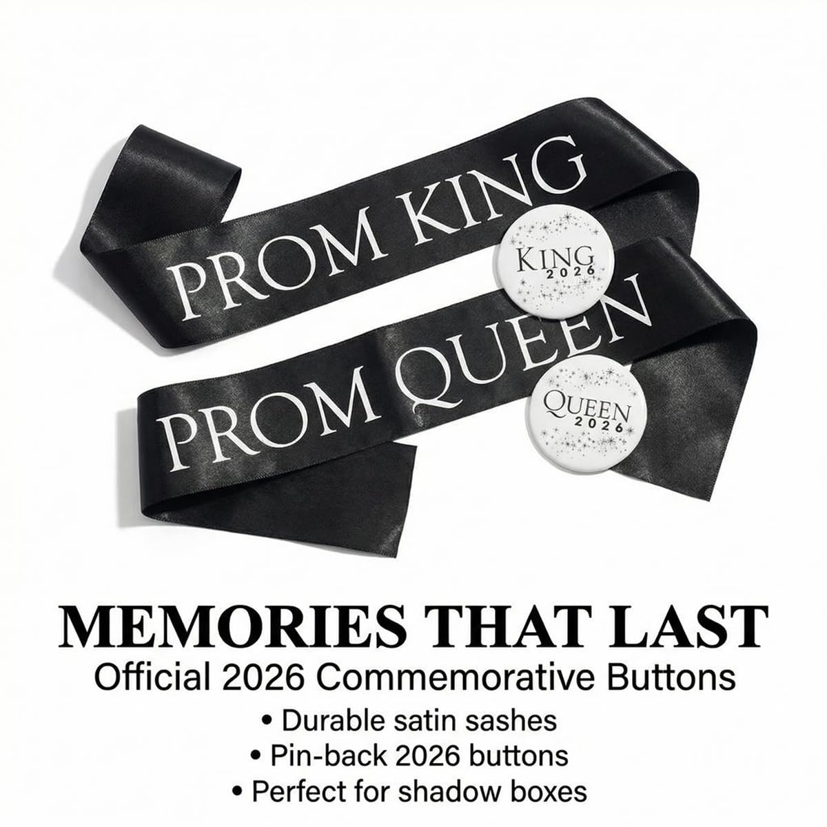 Anderson's Prom Royalty Set - Rhinestone Tiara, Crown, Sashes, Buttons - Image 5