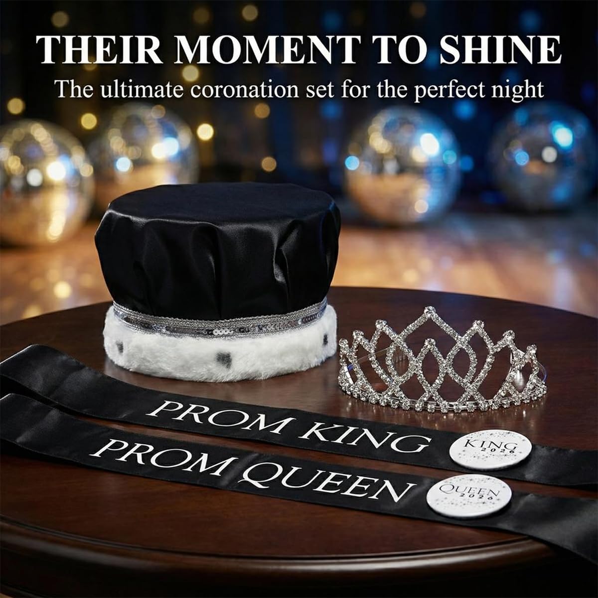 Anderson's Prom Royalty Set - Rhinestone Tiara, Crown, Sashes, Buttons - Image 6
