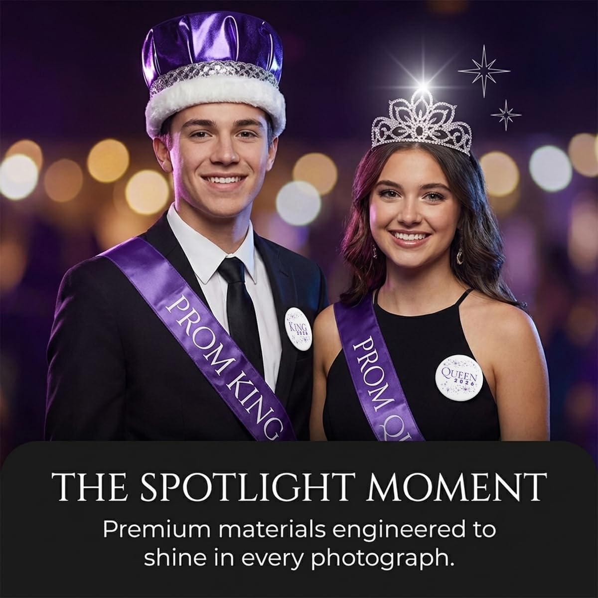 Anderson's Prom Royalty Set - Rhinestone Tiara, King Crown, Sashes, Buttons - Image 9
