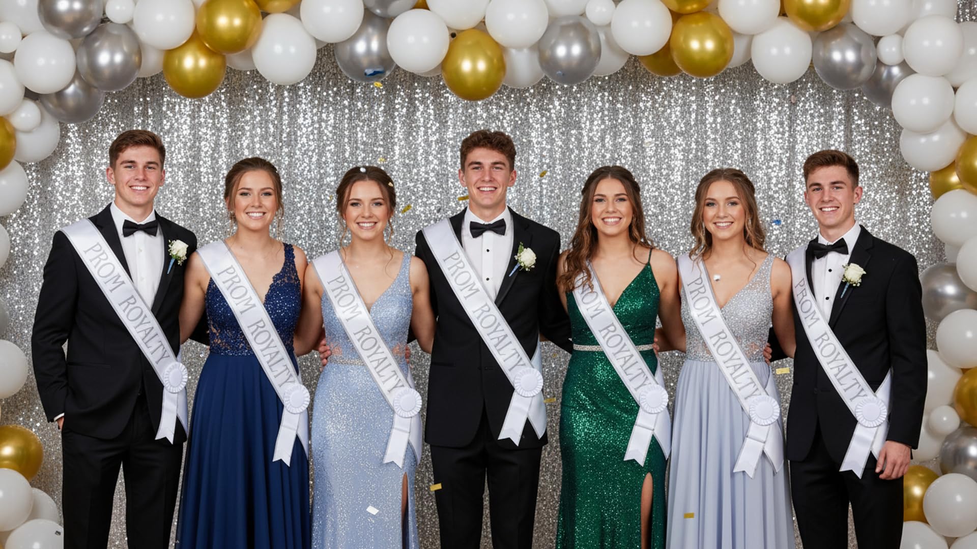 Anderson’s Prom Royalty Value Pack, Elegant White‑and‑Silver Sashes that Transform Your Coronation Into an Unforgettable Spotlight Moment, 16 Piece Set - Image 5
