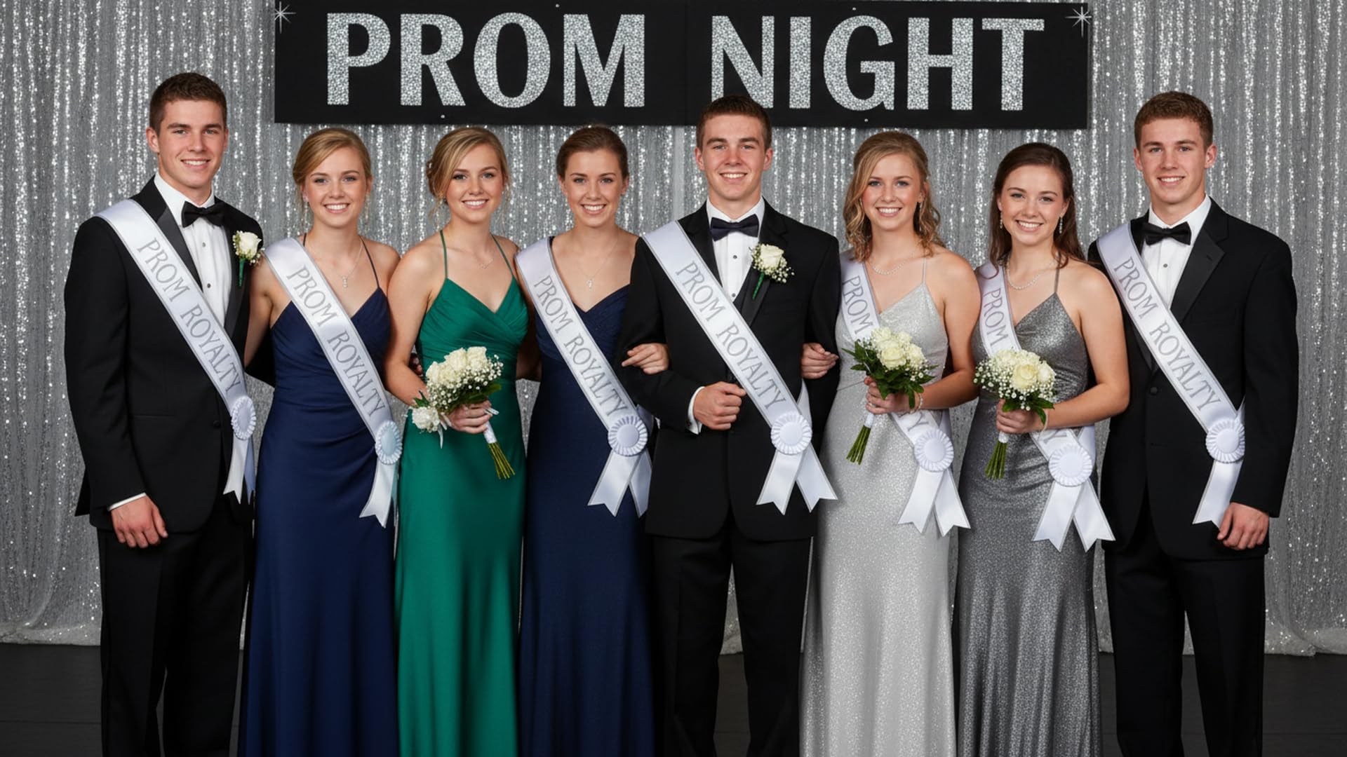 Anderson’s Prom Royalty Value Pack, Elegant White‑and‑Silver Sashes that Transform Your Coronation Into an Unforgettable Spotlight Moment, 16 Piece Set - Image 6