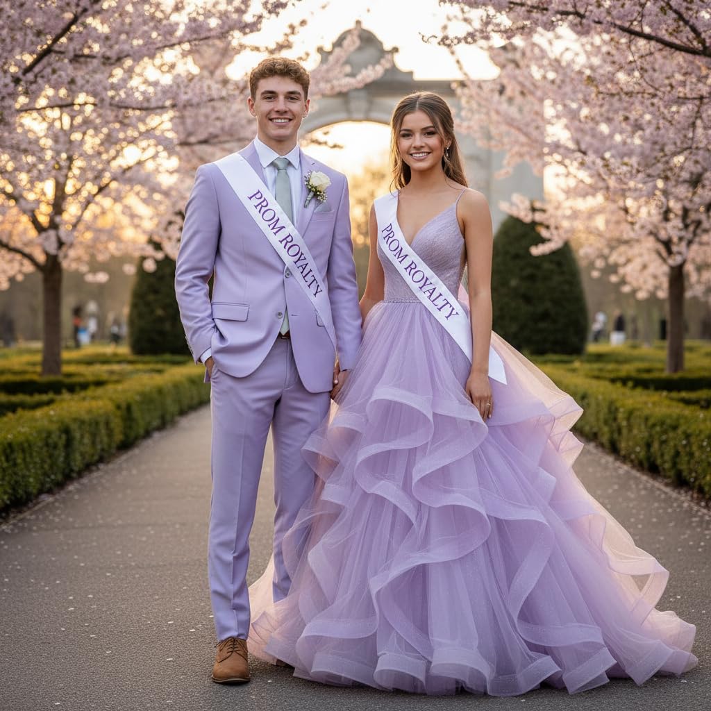 Anderson’s Prom Royalty White Satin Slash with Purple Imprint, 3" x 72" Prom Royalty Sash for Royalty Coronation, Prom Night Accessories for High School Court & Formal Events - Image 3