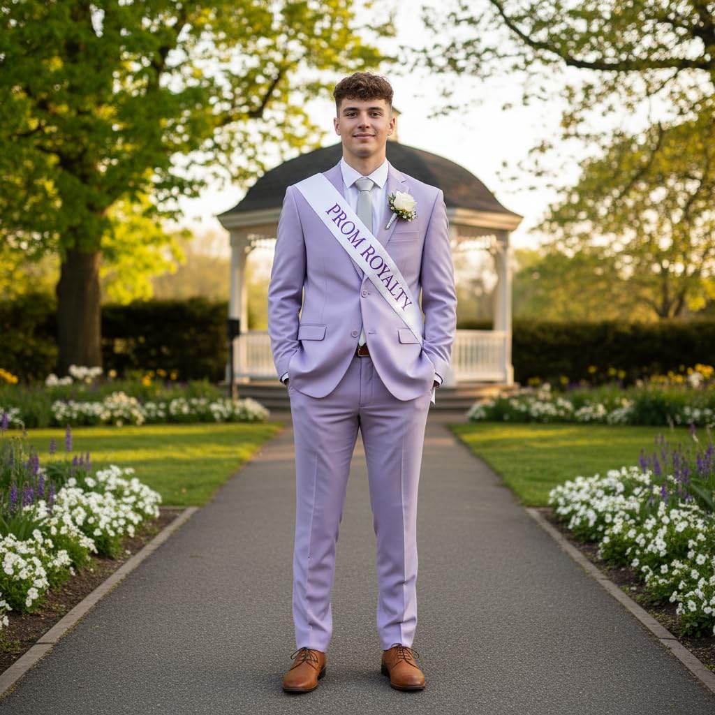Anderson’s Prom Royalty White Satin Slash with Purple Imprint, 3" x 72" Prom Royalty Sash for Royalty Coronation, Prom Night Accessories for High School Court & Formal Events - Image 4