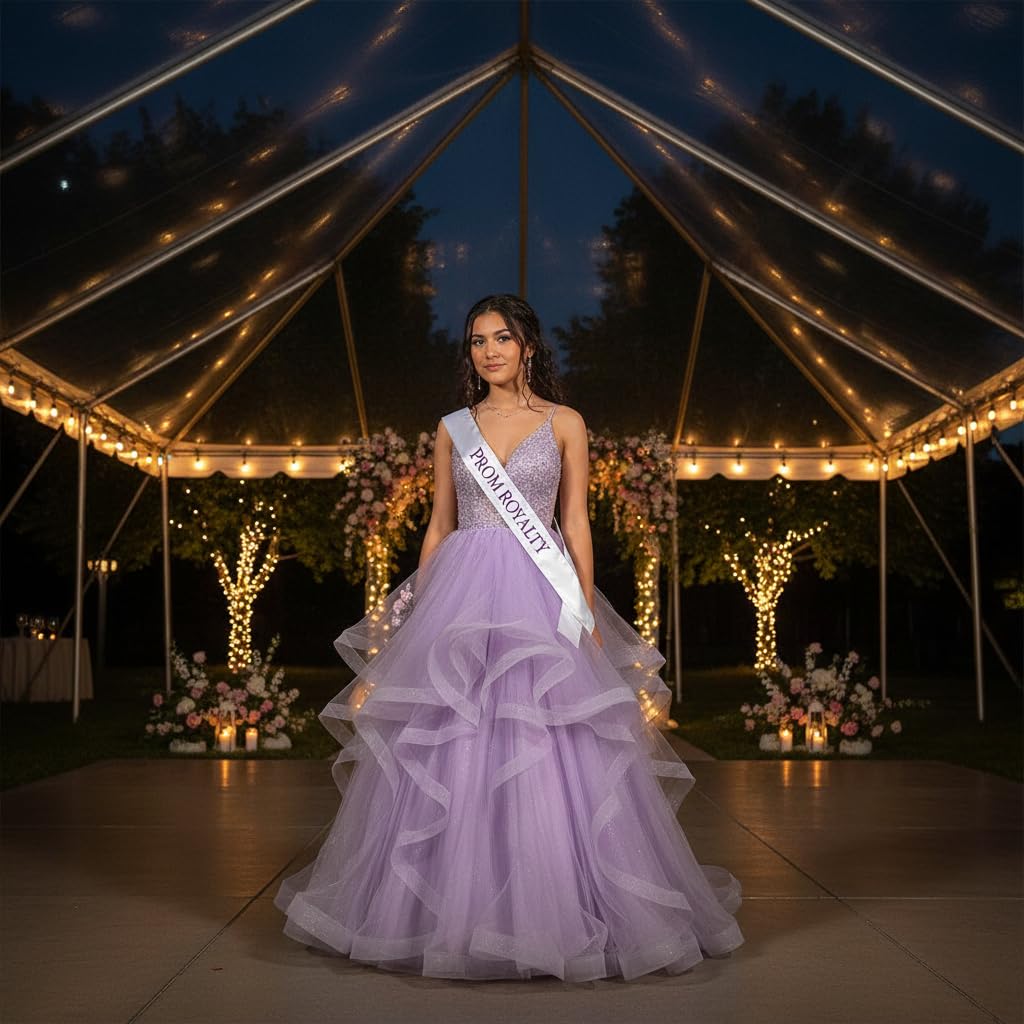 Anderson’s Prom Royalty White Satin Slash with Purple Imprint, 3" x 72" Prom Royalty Sash for Royalty Coronation, Prom Night Accessories for High School Court & Formal Events - Image 5