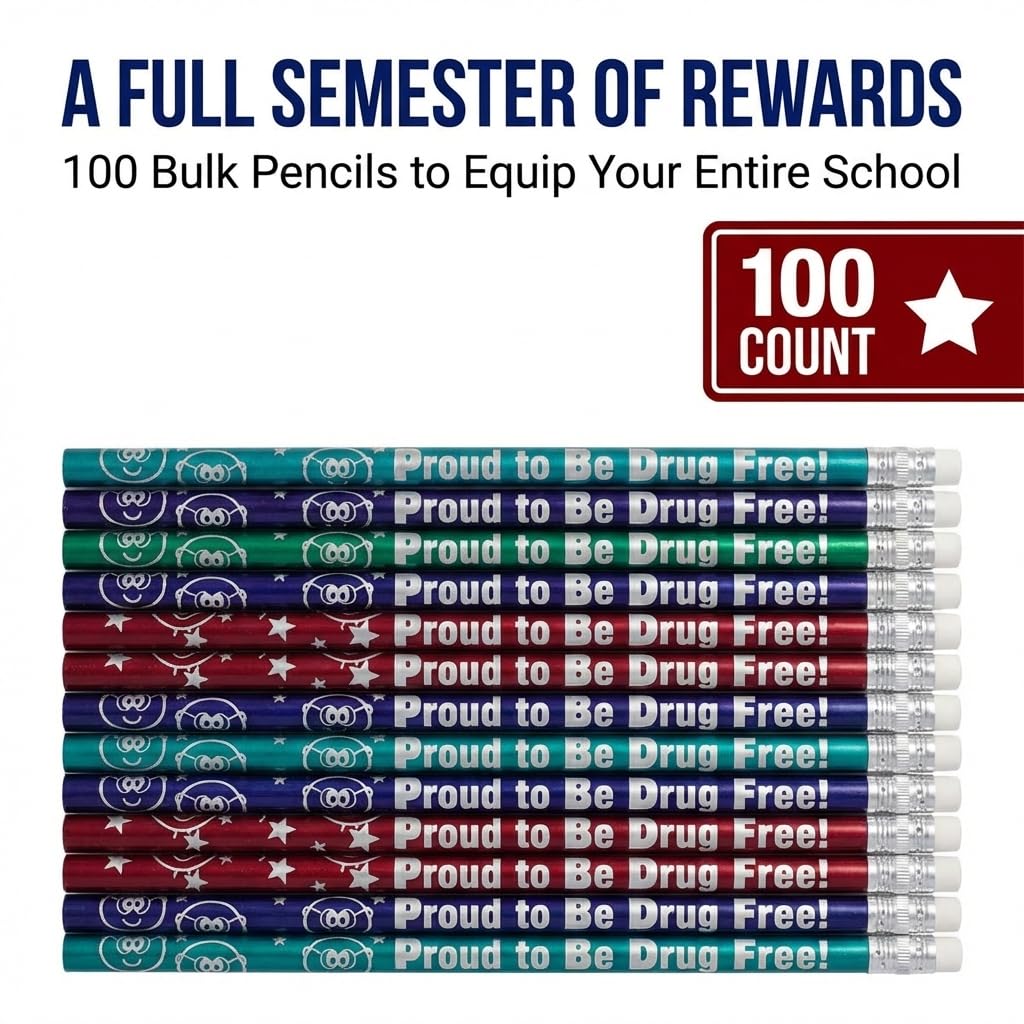 Anderson's, Proud to Be Drug Free Pencils, Set of 100, School Pencils, Student Awards, Good Cause - Image 3