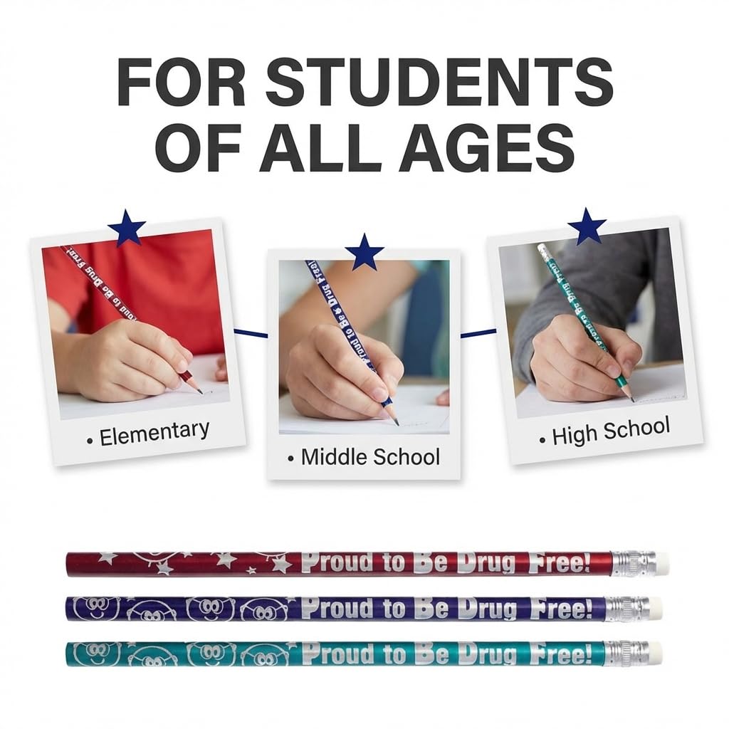 Anderson's, Proud to Be Drug Free Pencils, Set of 100, School Pencils, Student Awards, Good Cause - Image 6