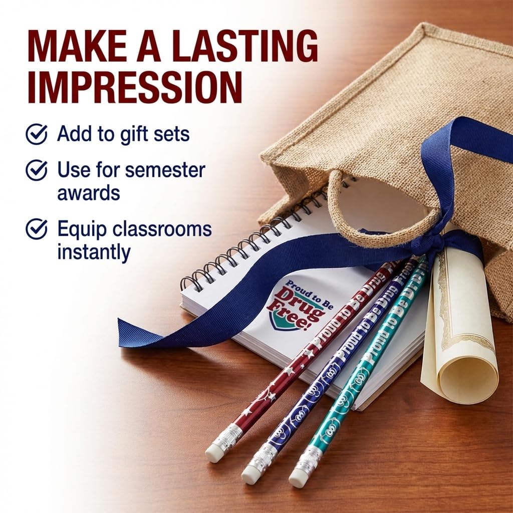 Anderson's, Proud to Be Drug Free Pencils, Set of 100, School Pencils, Student Awards, Good Cause - Image 7