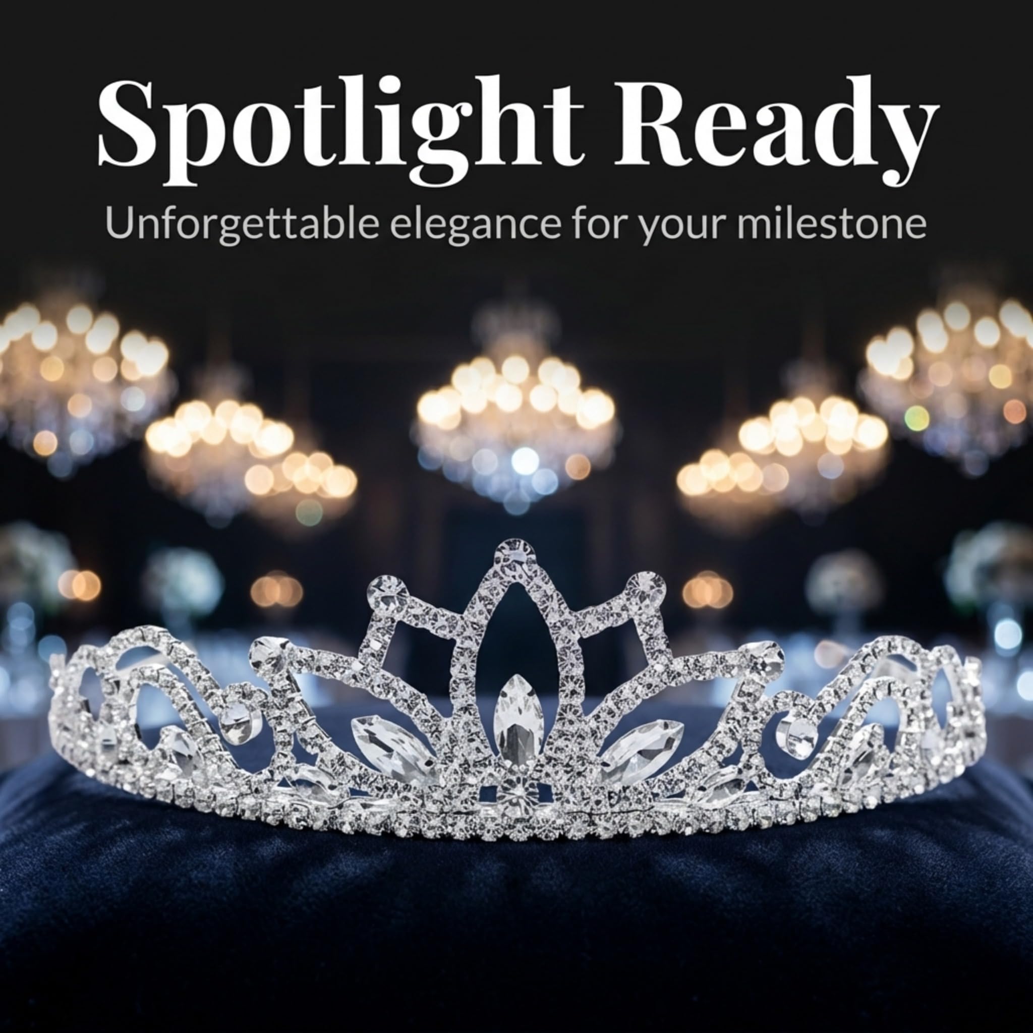 Anderson's Pryia Rhinestone Tiara, 1.75" High Silver Metal Crown with Sparkling Clear Rhinestones, Adjustable Fit & Removable Comfort Combs, Perfect for Prom, Homecoming, Weddings, Pageants, Quinceañeras, and Special Occasions - Image 2
