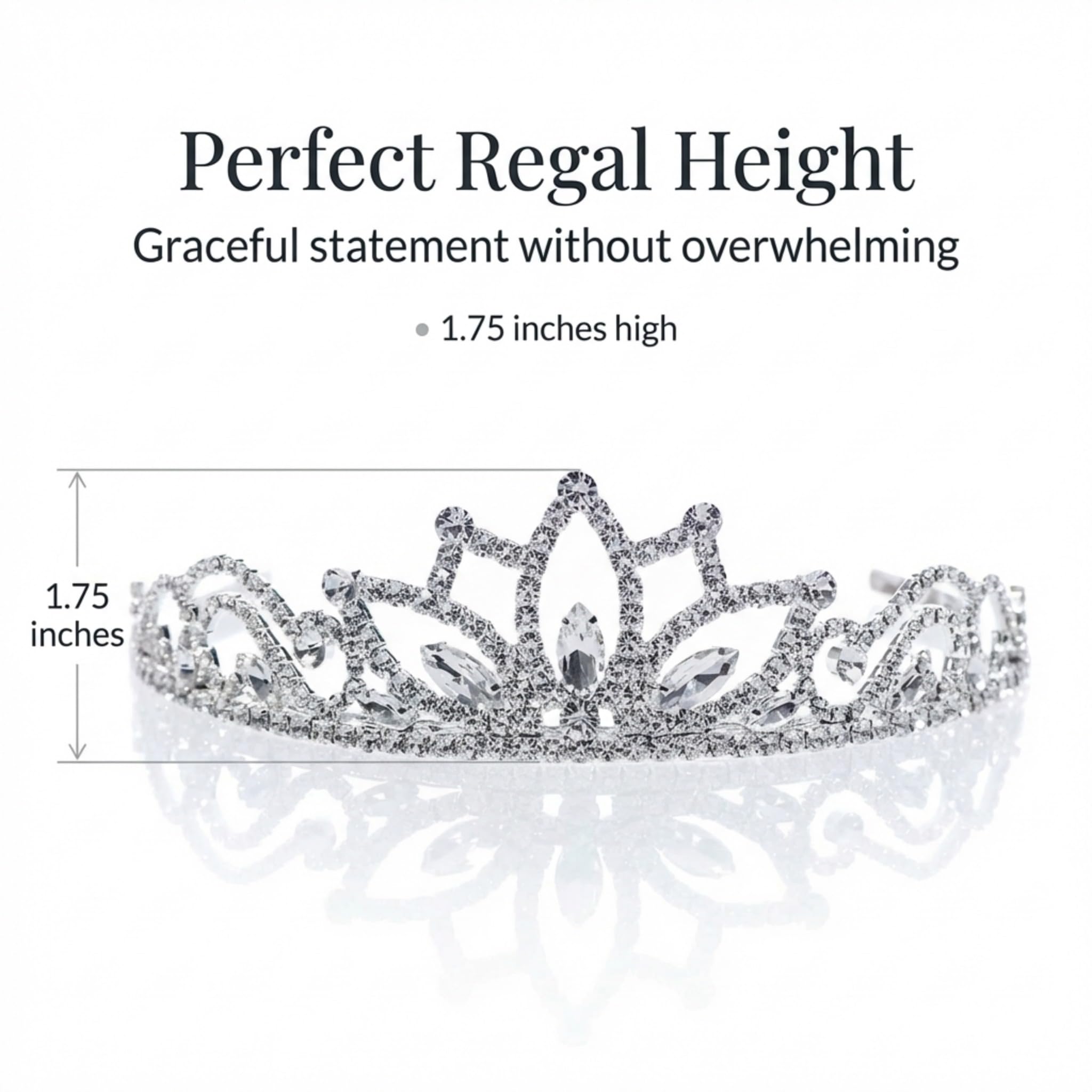 Anderson's Pryia Rhinestone Tiara, 1.75" High Silver Metal Crown with Sparkling Clear Rhinestones, Adjustable Fit & Removable Comfort Combs, Perfect for Prom, Homecoming, Weddings, Pageants, Quinceañeras, and Special Occasions - Image 5