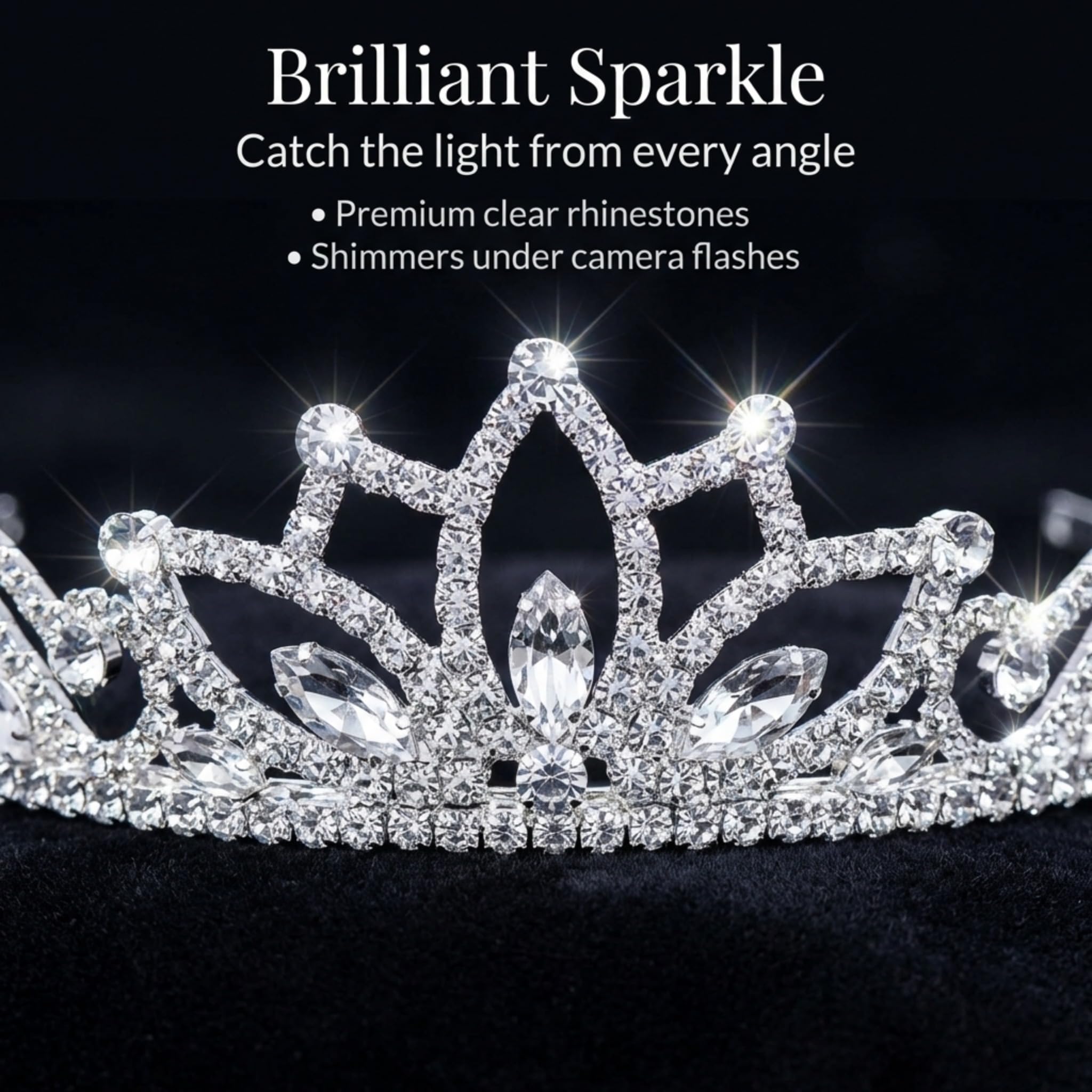 Anderson's Pryia Rhinestone Tiara, 1.75" High Silver Metal Crown with Sparkling Clear Rhinestones, Adjustable Fit & Removable Comfort Combs, Perfect for Prom, Homecoming, Weddings, Pageants, Quinceañeras, and Special Occasions - Image 6