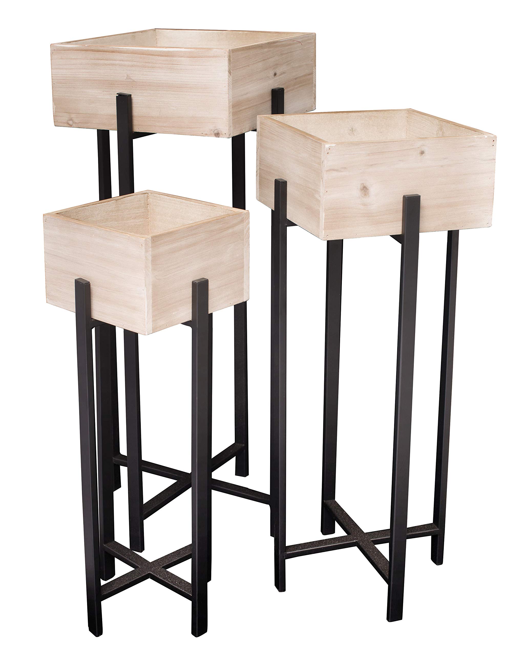 Anderson's Raised Wooden Garden Boxes on Metal Stands Set - 3 Pieces