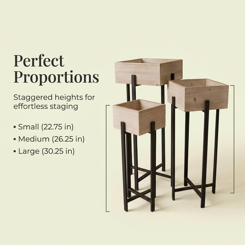 Anderson's Raised Wooden Garden Boxes on Metal Stands Set - 3 Pieces - Image 2