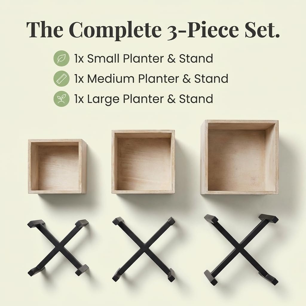 Anderson's Raised Wooden Garden Boxes on Metal Stands Set - 3 Pieces - Image 5