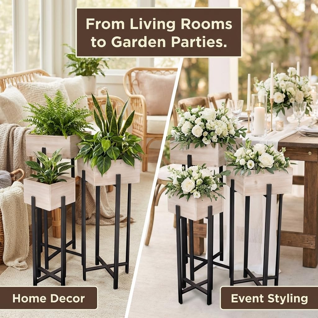 Anderson's Raised Wooden Garden Boxes on Metal Stands Set - 3 Pieces - Image 6
