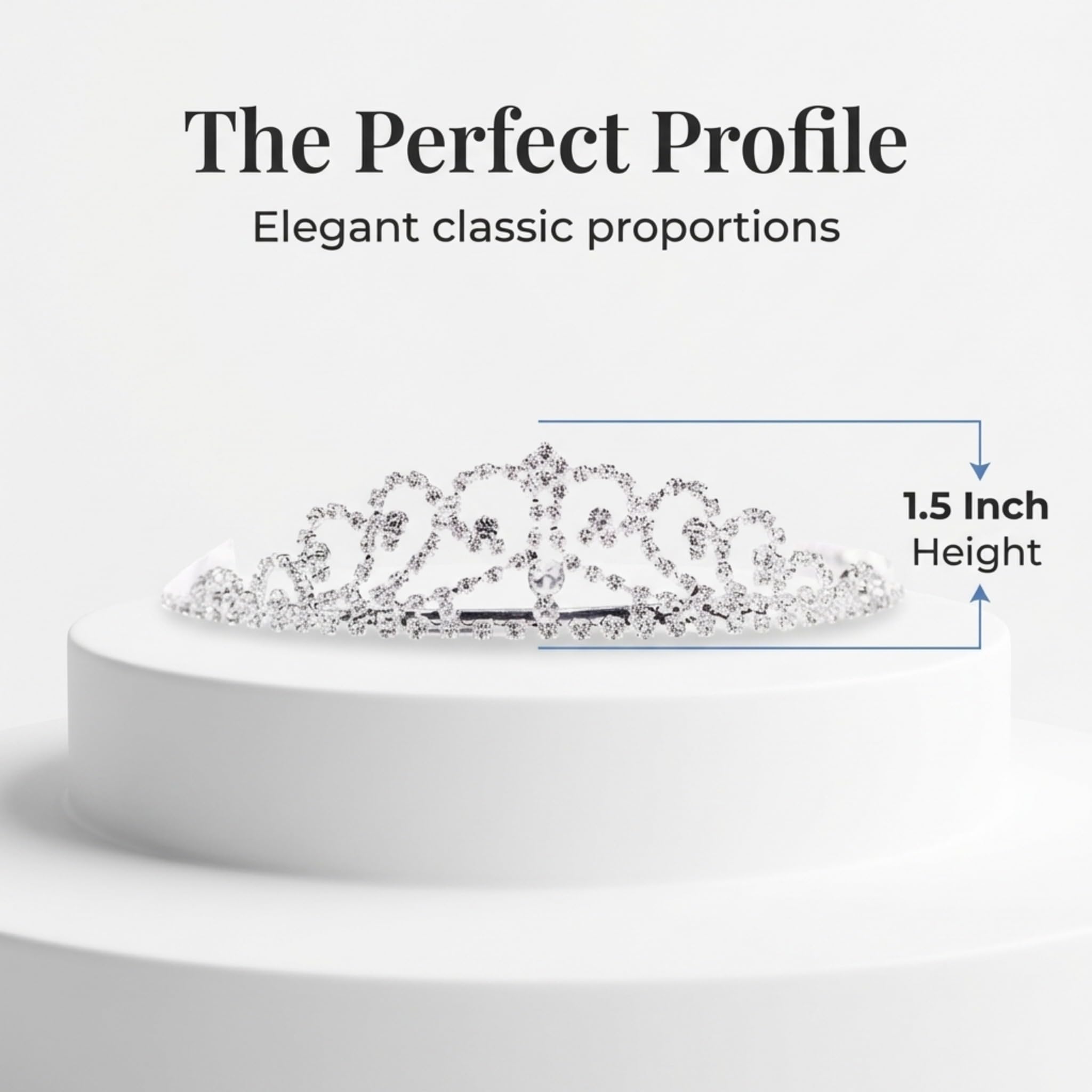 Anderson's Raya Rhinestone Tiara, 1.5" High Silver Metal Crown with Sparkling Clear Rhinestones, Adjustable Fit & Removable Comfort Combs, Perfect for Prom, Homecoming, Weddings, Pageants, Quinceañeras, and Special Occasions - Image 3