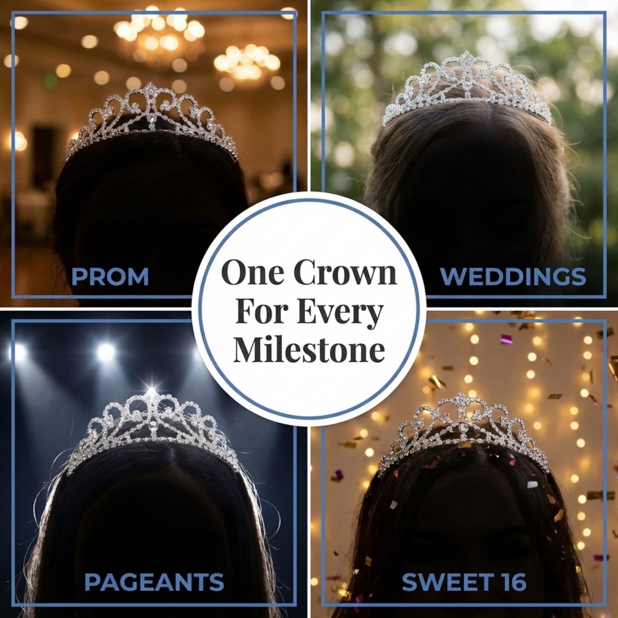 Anderson's Raya Rhinestone Tiara, 1.5" High Silver Metal Crown with Sparkling Clear Rhinestones, Adjustable Fit & Removable Comfort Combs, Perfect for Prom, Homecoming, Weddings, Pageants, Quinceañeras, and Special Occasions - Image 4