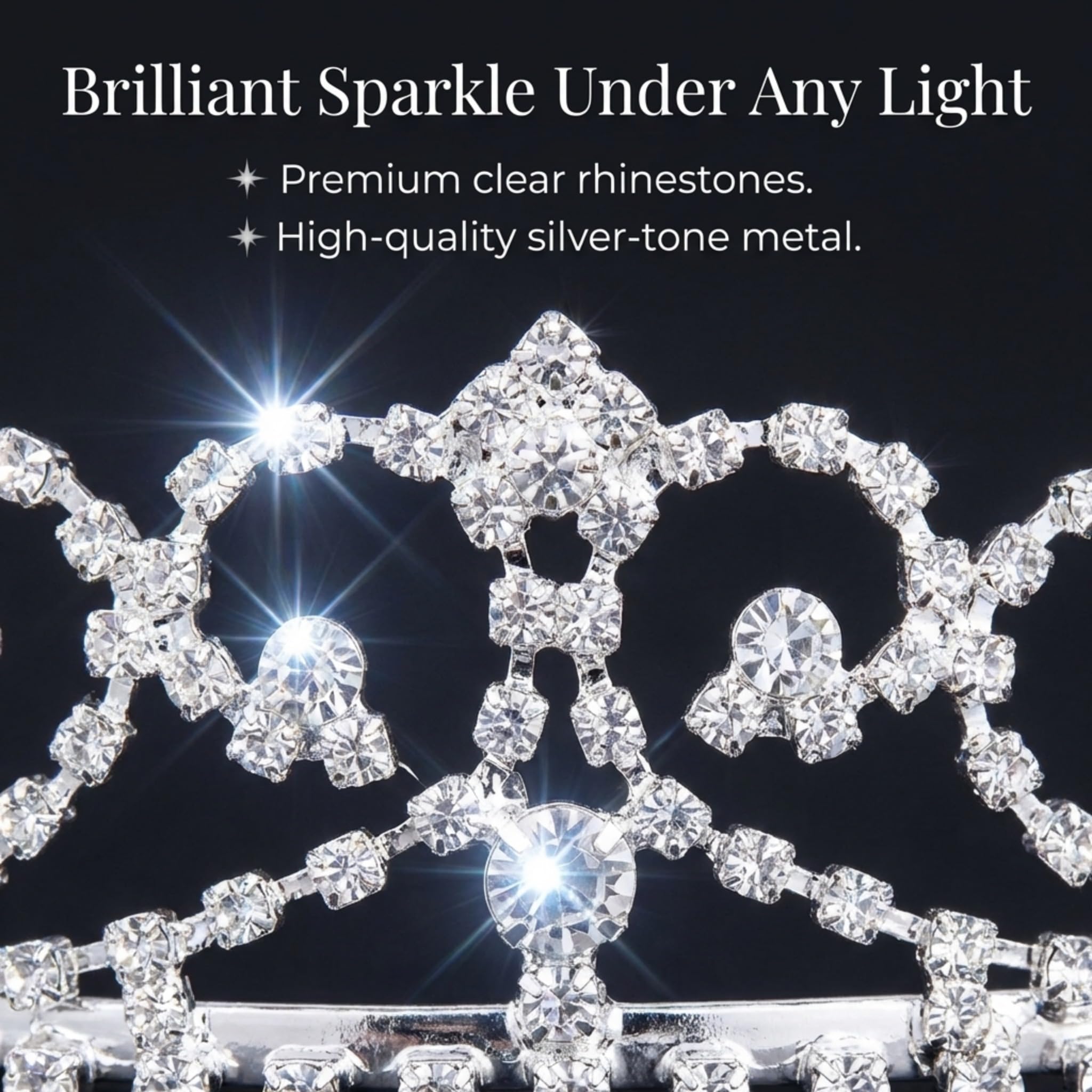 Anderson's Raya Rhinestone Tiara, 1.5" High Silver Metal Crown with Sparkling Clear Rhinestones, Adjustable Fit & Removable Comfort Combs, Perfect for Prom, Homecoming, Weddings, Pageants, Quinceañeras, and Special Occasions - Image 5