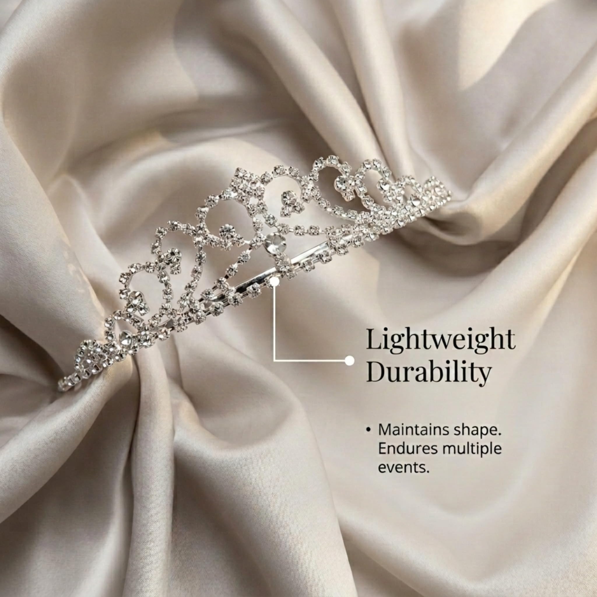 Anderson's Raya Rhinestone Tiara, 1.5" High Silver Metal Crown with Sparkling Clear Rhinestones, Adjustable Fit & Removable Comfort Combs, Perfect for Prom, Homecoming, Weddings, Pageants, Quinceañeras, and Special Occasions - Image 7
