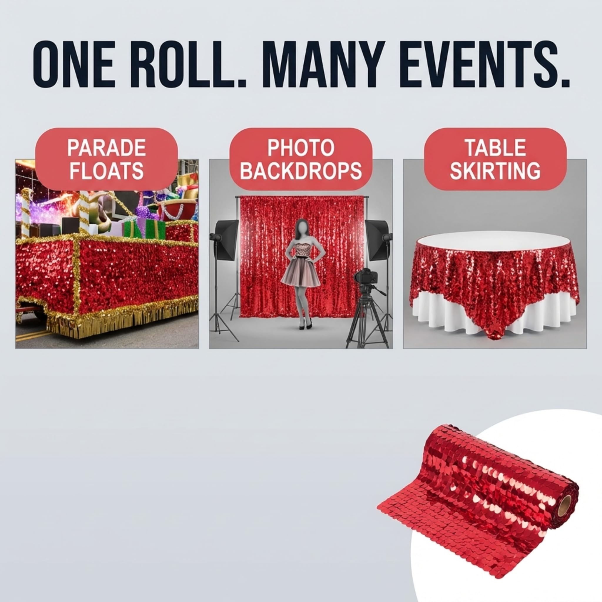 Anderson's Red Metallic Floral Sheeting – 3 Ft. Parade Float Decoration for Trailers, Parties, Weddings, Proms, Photo Backdrops & Events – Shiny Fringe Garland for Indoor/Outdoor Use - Image 4