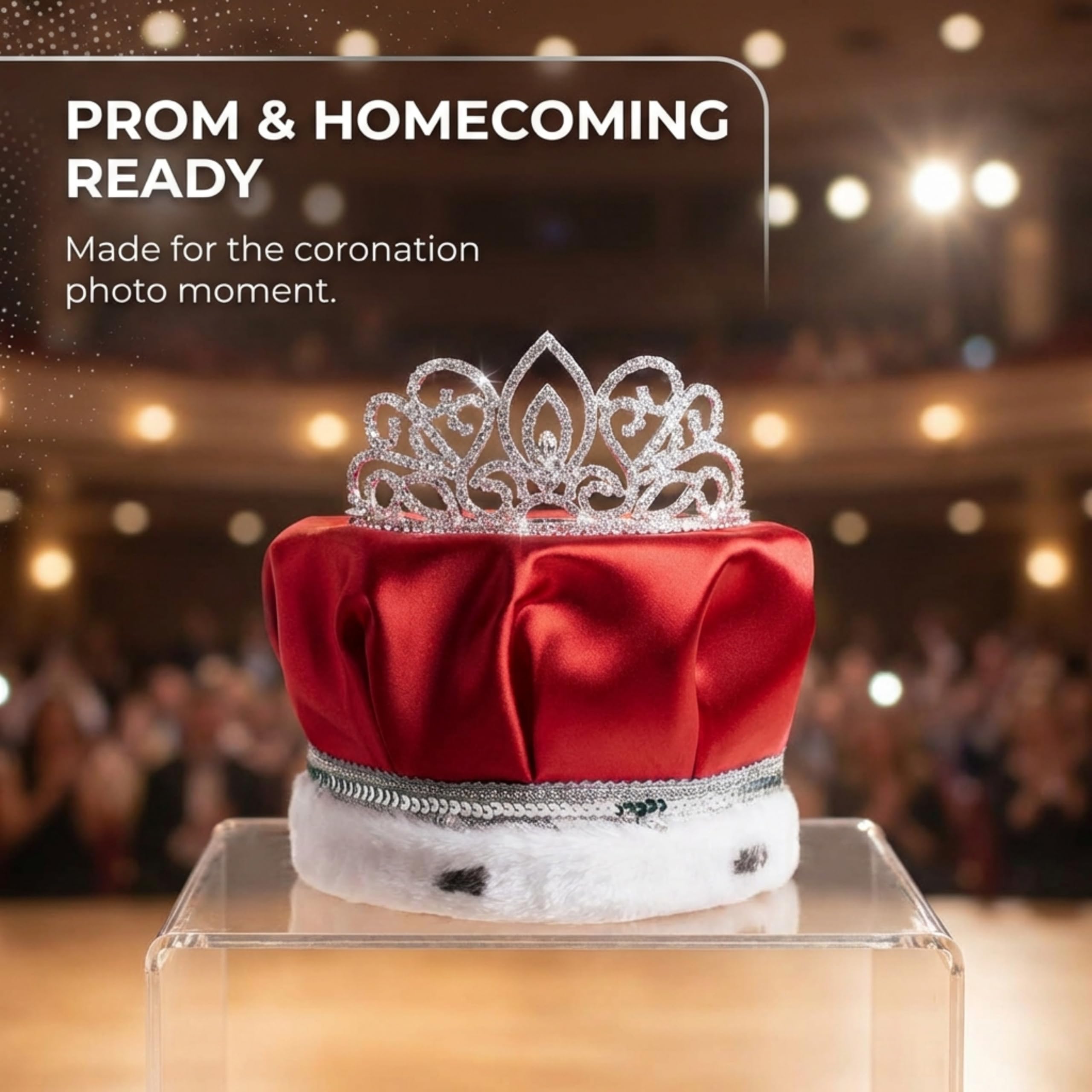 Anderson's Red Satin King Crown and Queen Tiara Royalty Set - Image 3