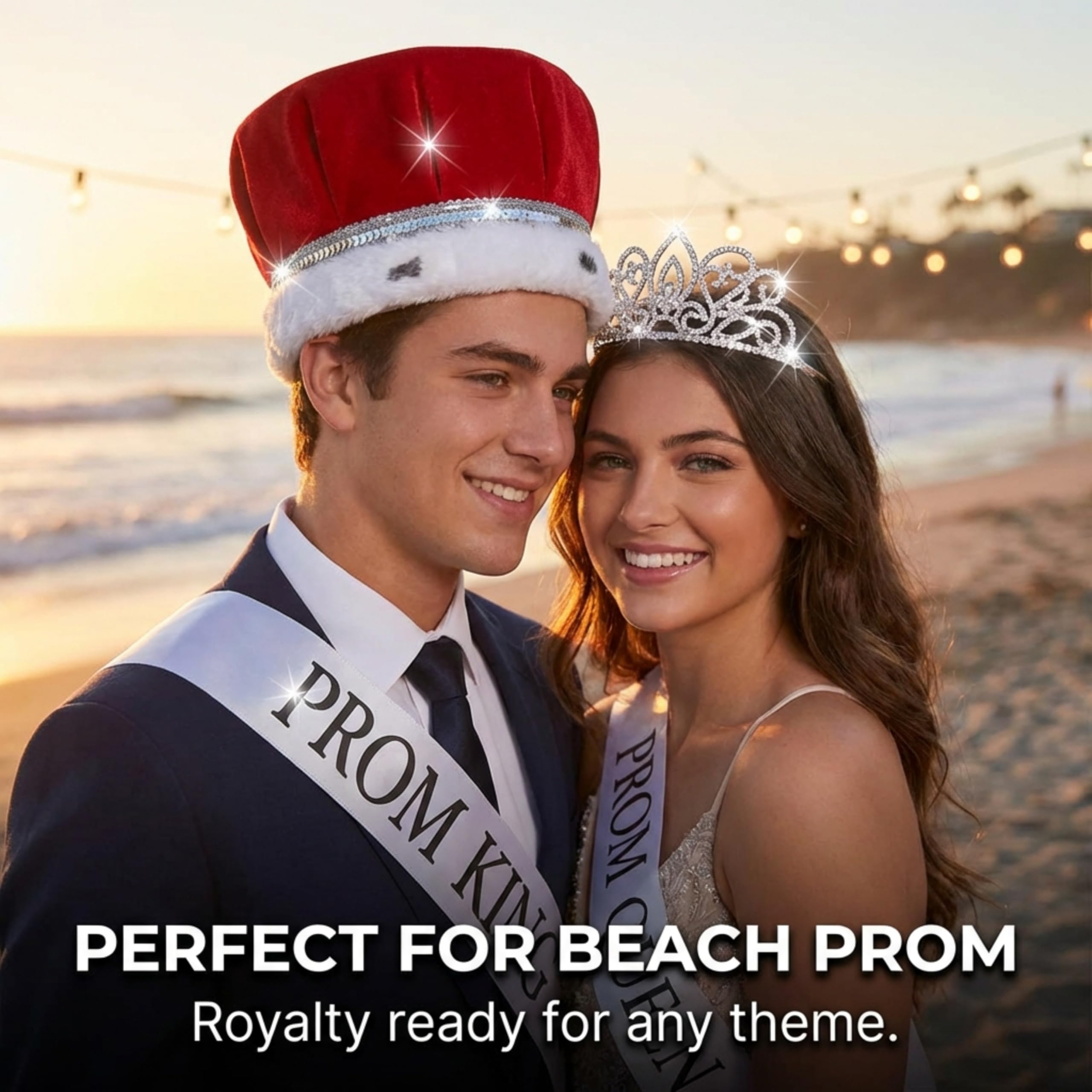 Anderson's Red Satin King Crown and Queen Tiara Royalty Set - Image 5
