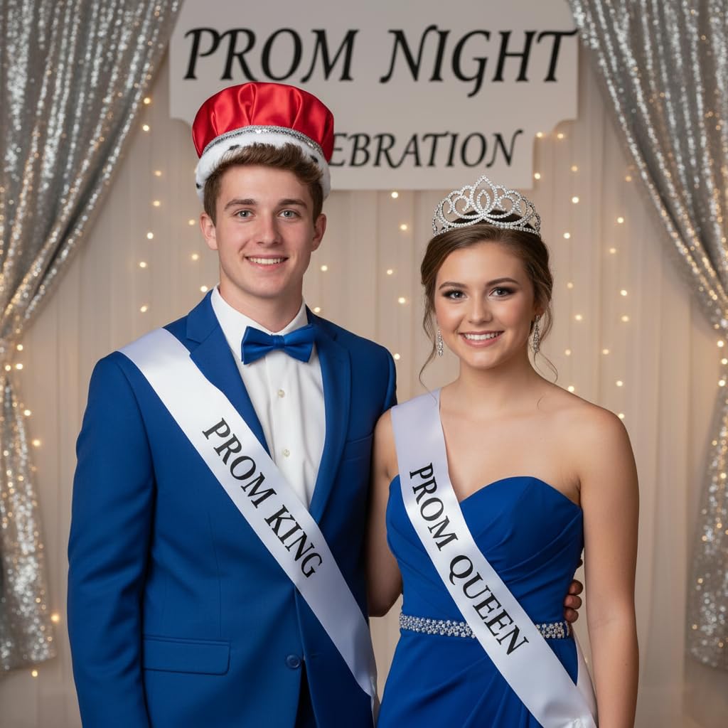 Anderson's Red Satin King Crown and Queen Tiara Royalty Set - Image 3