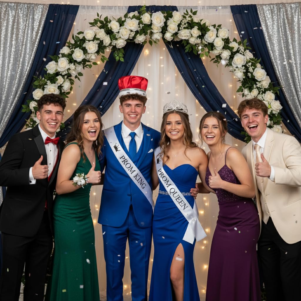 Anderson's Red Satin King Crown and Queen Tiara Royalty Set - Image 5