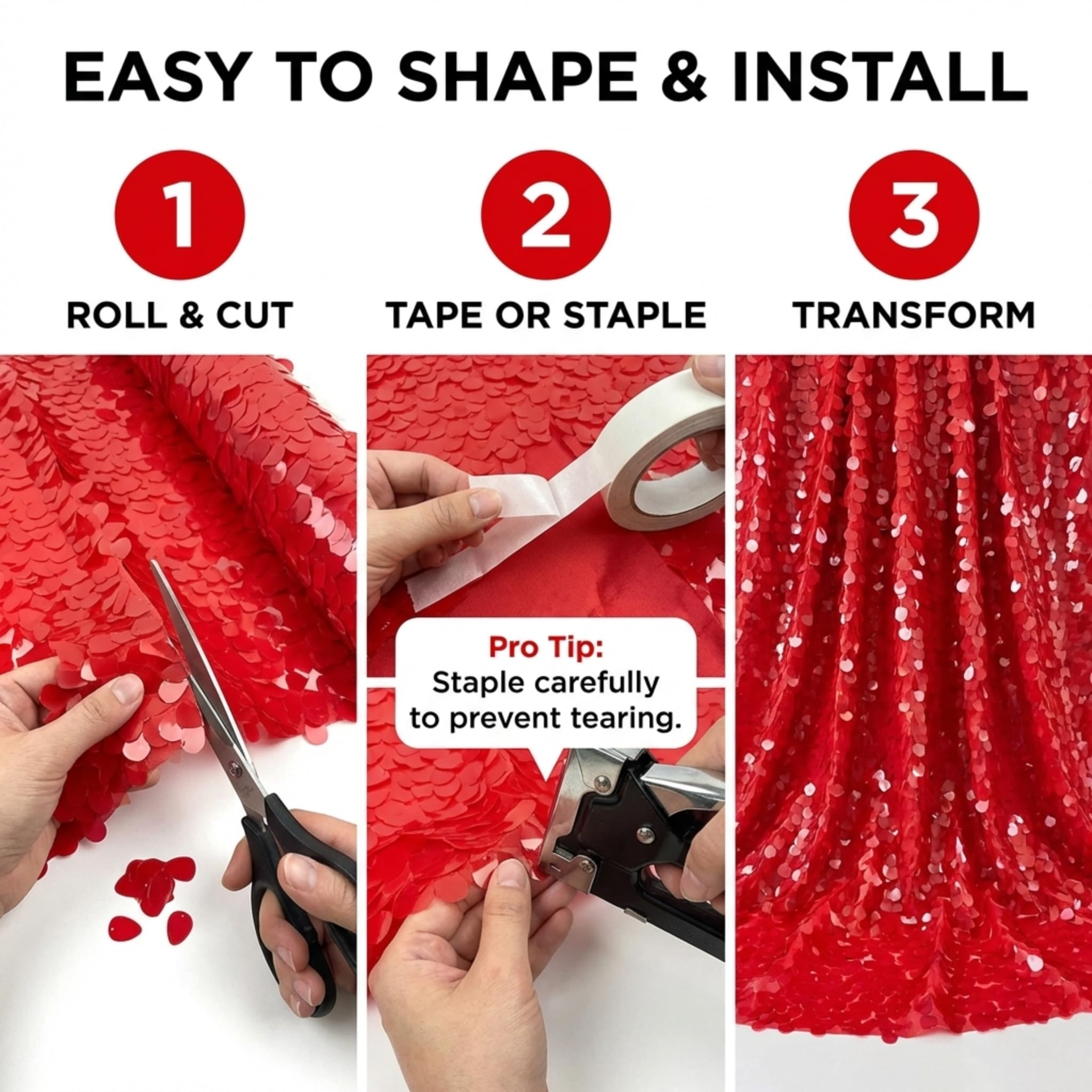 Anderson's Red Vinyl Floral Sheeting, 30 Ft. Parade Float Decorations for Trailer, Party Decorations, Wedding, Prom, Homecoming, Photo Backdrops, Indoor/Outdoor - Image 3