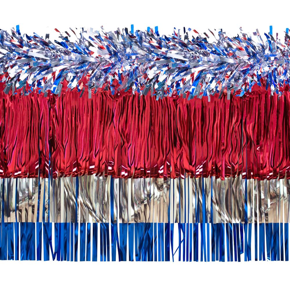 Anderson's Red, White, and Blue Metallic Twist and Metallic Fringe Car Parade Decoration Kit, Parade Float Decor - Image 2
