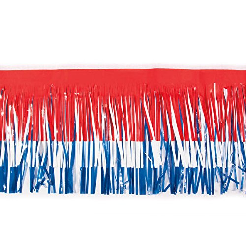 Anderson's Red, White & Blue Vinyl Fringe, 15" x 10' Patriotic Parade Float Decoration for 4th of July, Memorial Day, Veterans Day, Events, Doorways, Tables, Ceilings, and More