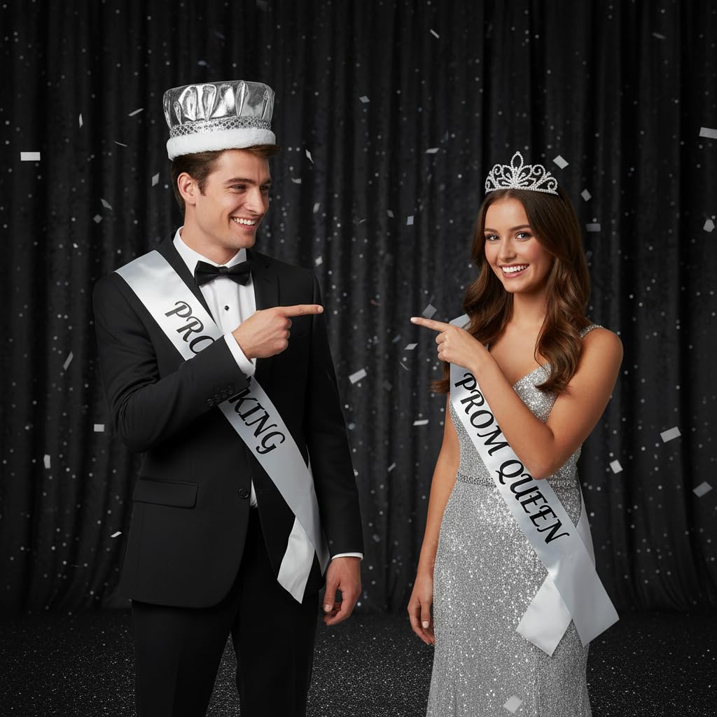 Anderson's Regal Majestic Royalty Set, Metallic Crown, White Fur, Janet Tiara, Prom, Homecoming Winter Formal Coronation - Image 4