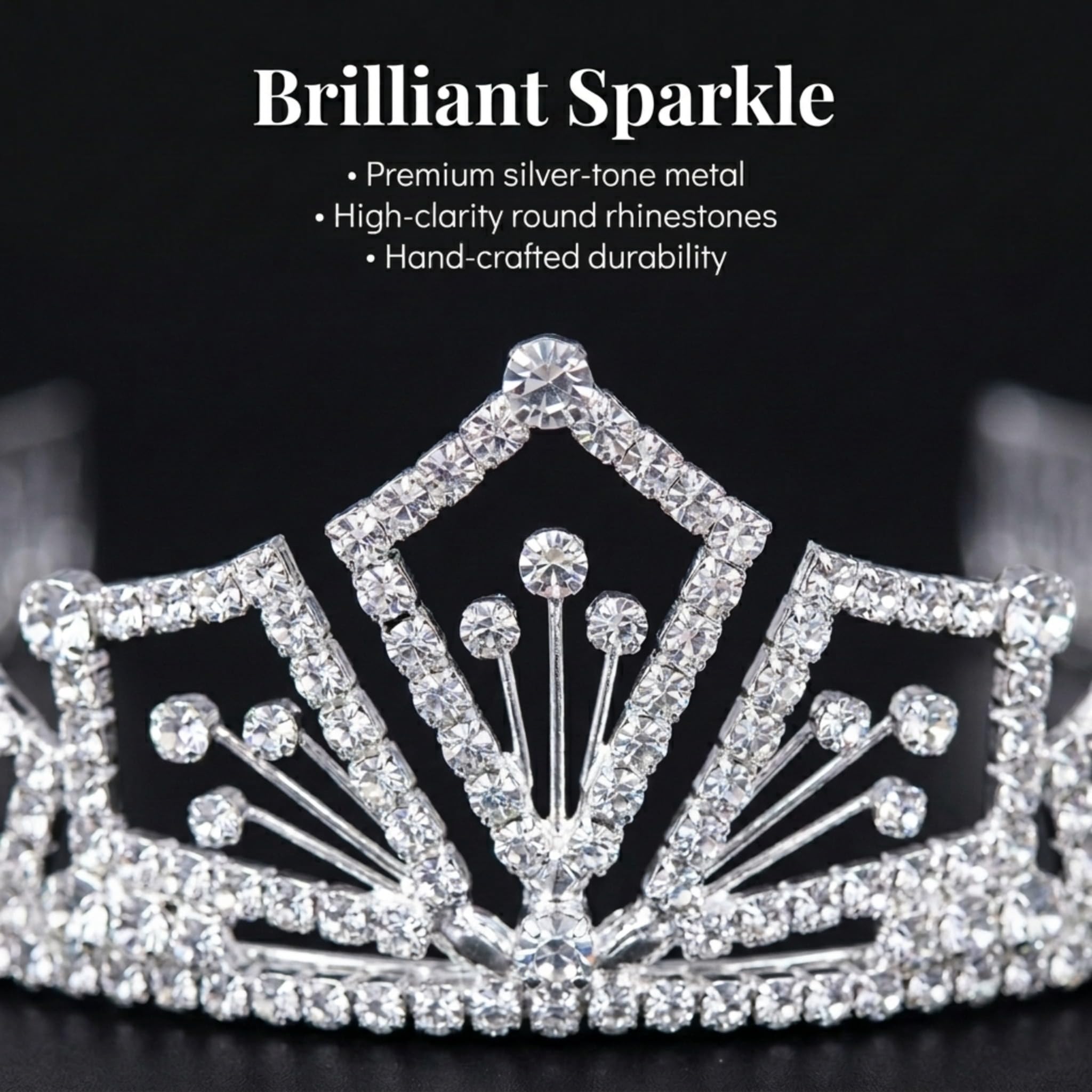 Anderson's Rey Rhinestone Tiara, Sparkling 2-Inch Clear Crystal Crown for Women, Adjustable Silver Band with Comfort Combs, Perfect for Weddings, Proms, Pageants, Quinceañeras, and Special Occasions - Image 4