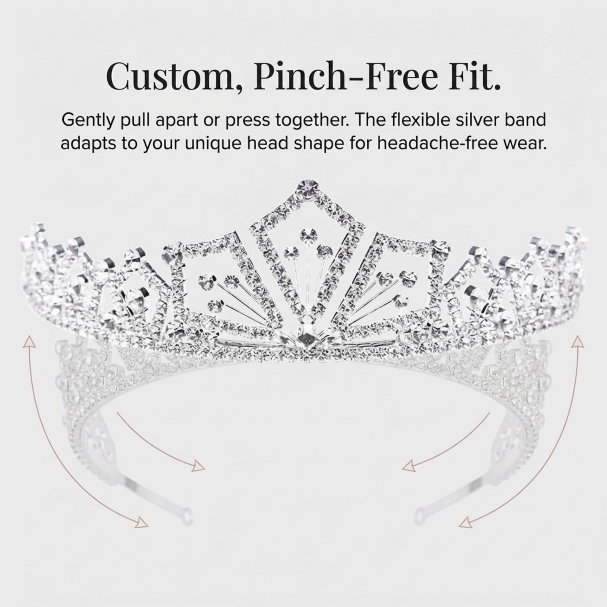 Anderson's Rey Rhinestone Tiara, Sparkling 2-Inch Clear Crystal Crown for Women, Adjustable Silver Band with Comfort Combs, Perfect for Weddings, Proms, Pageants, Quinceañeras, and Special Occasions - Image 7