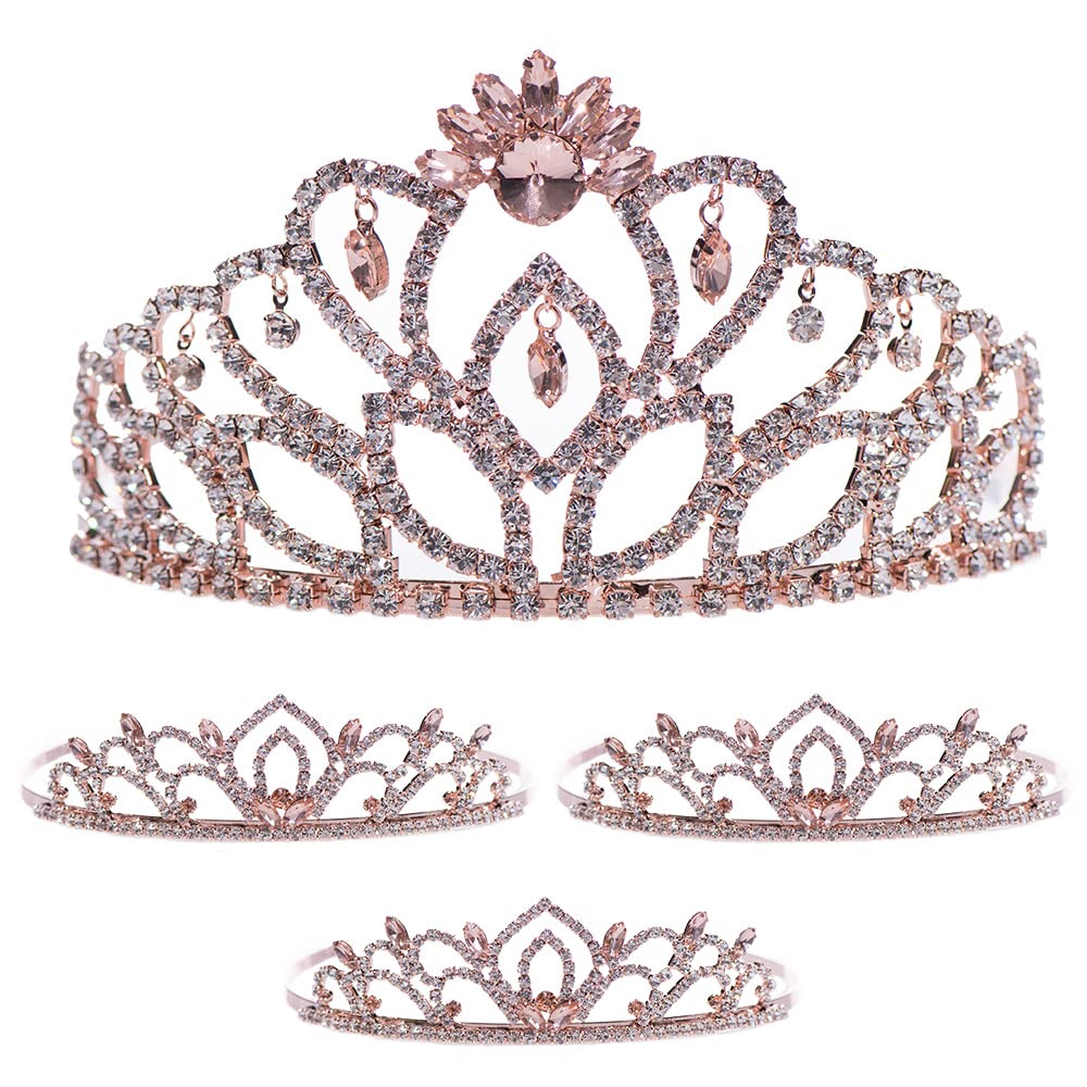 Anderson's Rose Gold Cassandra Queen and Princess Tiara Sets, Women, Girls, Prom, Homecoming Coronation