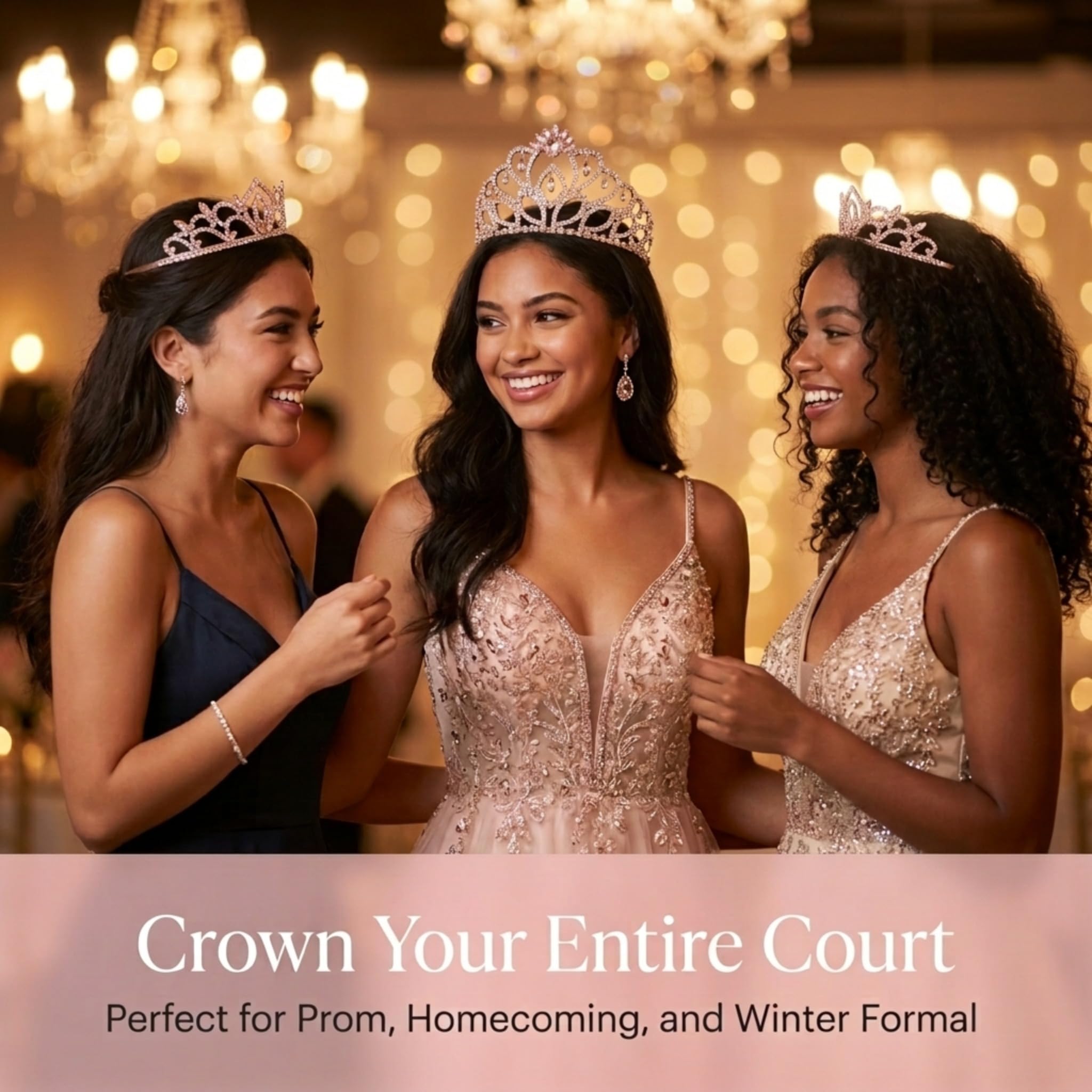 Anderson's Rose Gold Cassandra Queen and Princess Tiara Sets, Women, Girls, Prom, Homecoming Coronation - Image 2