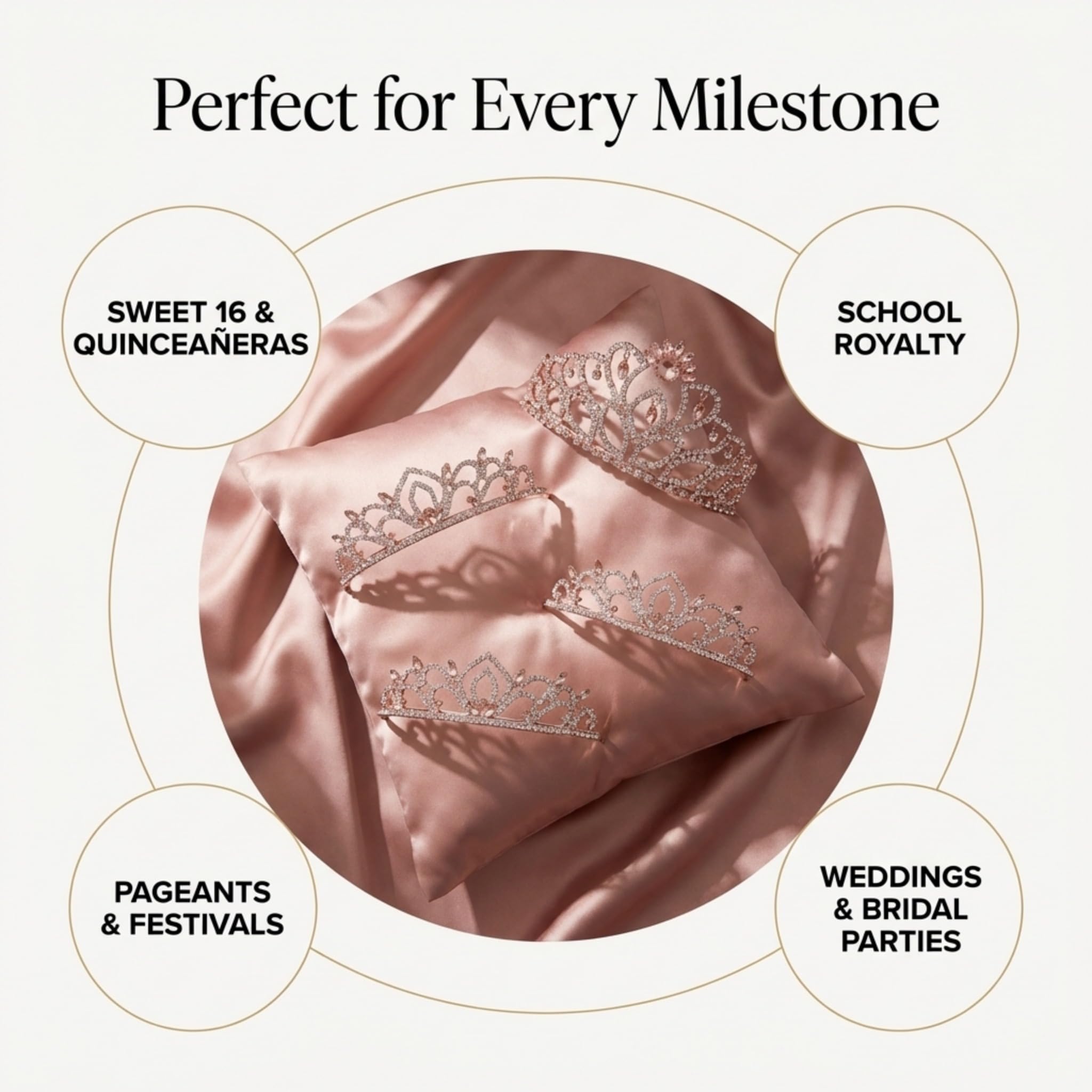 Anderson's Rose Gold Cassandra Queen and Princess Tiara Sets, Women, Girls, Prom, Homecoming Coronation - Image 3