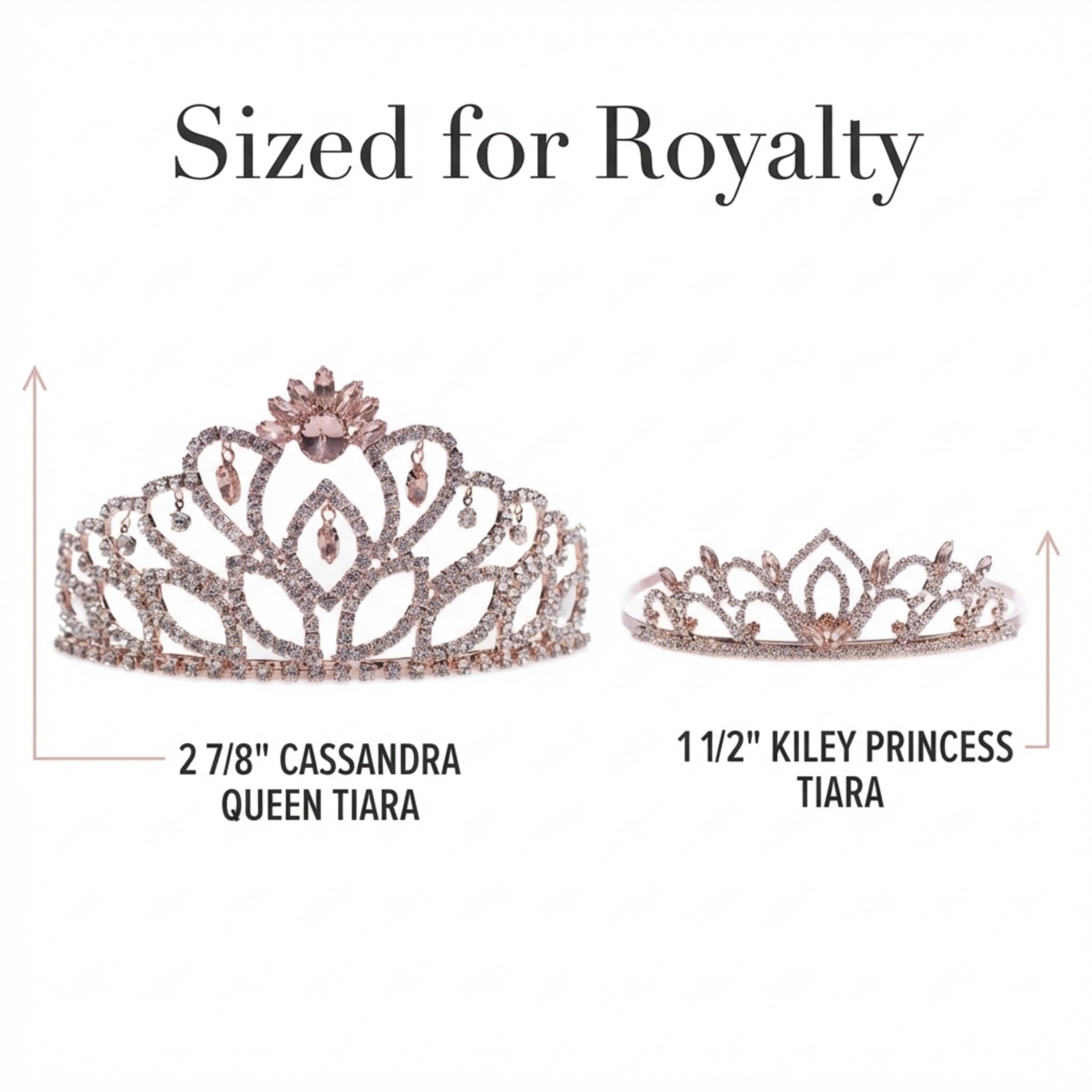 Anderson's Rose Gold Cassandra Queen and Princess Tiara Sets, Women, Girls, Prom, Homecoming Coronation - Image 5