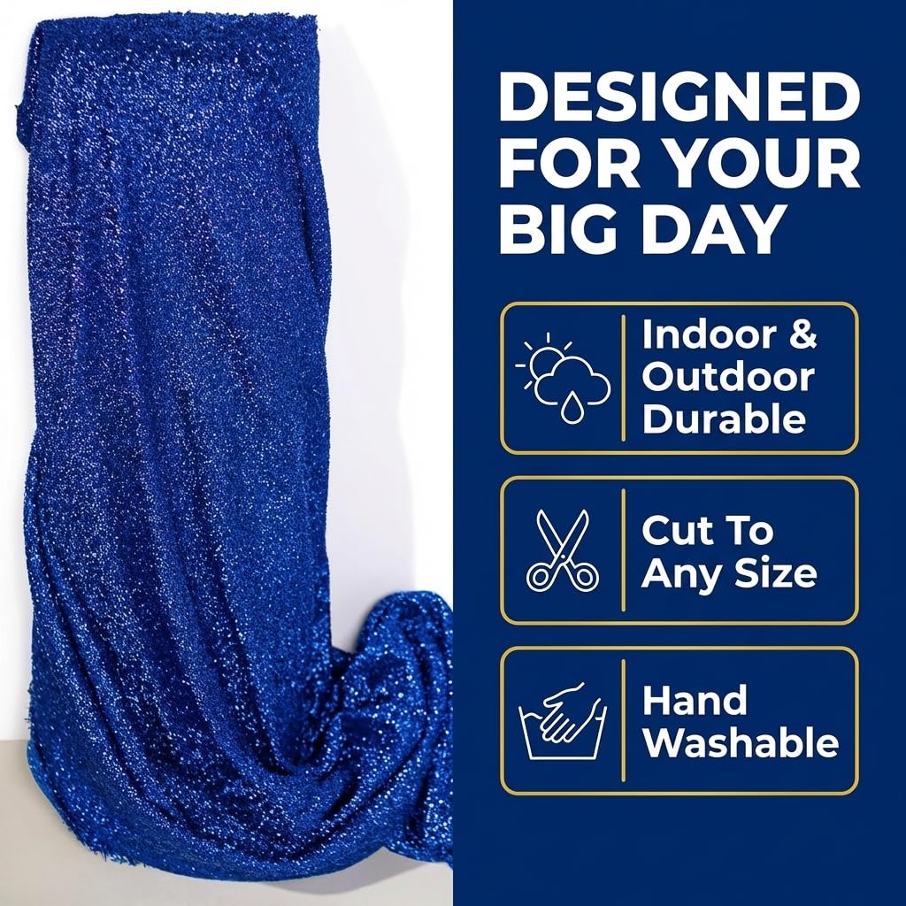 Anderson's Royal Blue Stretchy Glitter Fabric Roll, 51 Inches x 10 Yards, Decorative Wedding Fabric for Wedding Reception, Baby Shower, Gender Reveal, Prom, Homecoming, Tables, Party - Image 7
