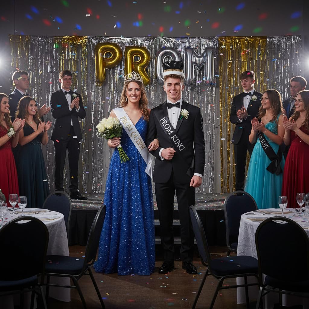 Anderson's Royal Couple Coronation Set, Black Metallic King Crown and Sparkling Rhinestone Gold Sasha Tiara for Prom, Homecoming, Winter Formals, Special Events and Dance Coronations - Image 7