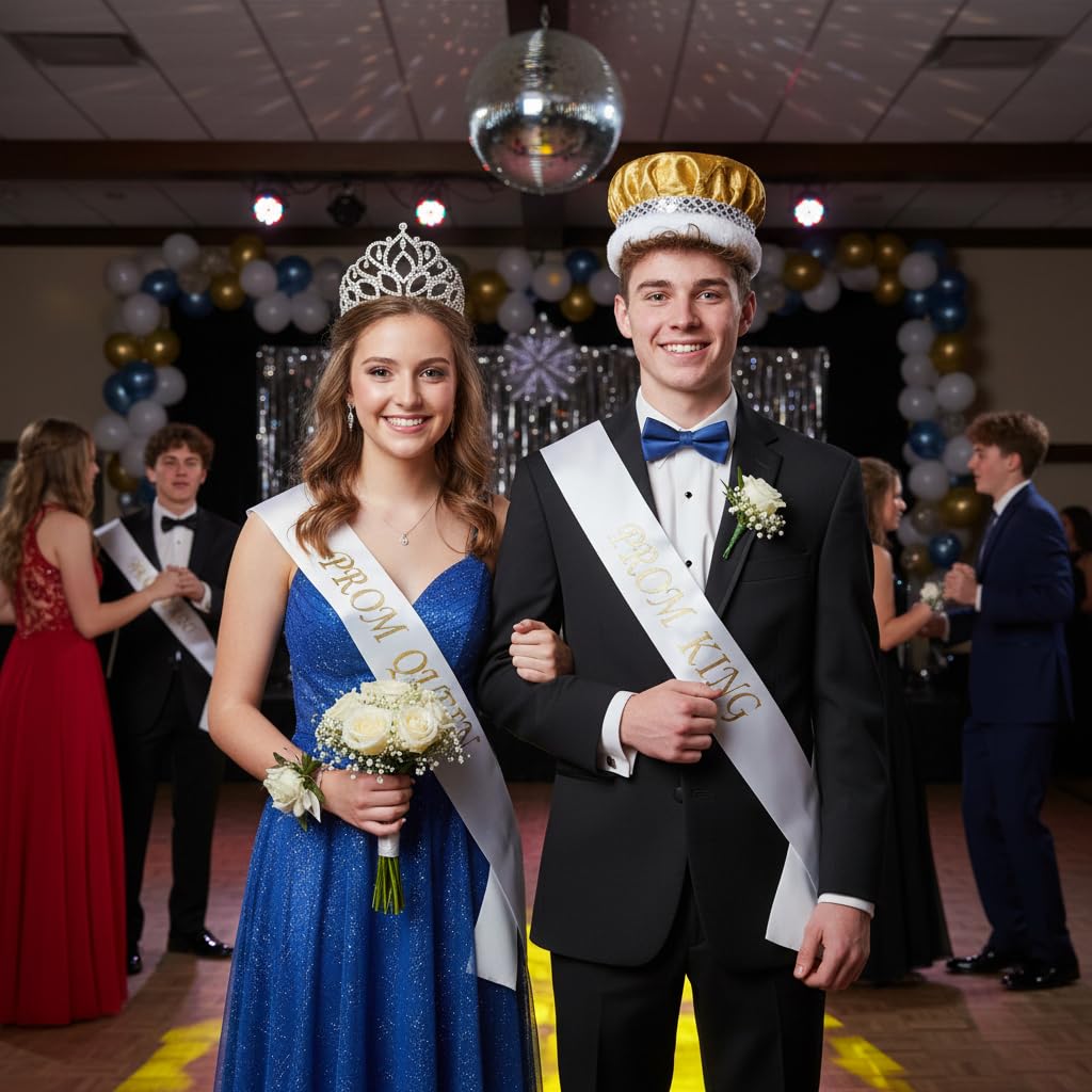 Anderson's Royal Grandeur Crown & Tiara Set, Elegant Accessories for Prom, Pageants, Weddings, Quinceañeras, Costume Parties & Formal Celebrations, Satin King Crown & Rhinestone Tiara - Image 4