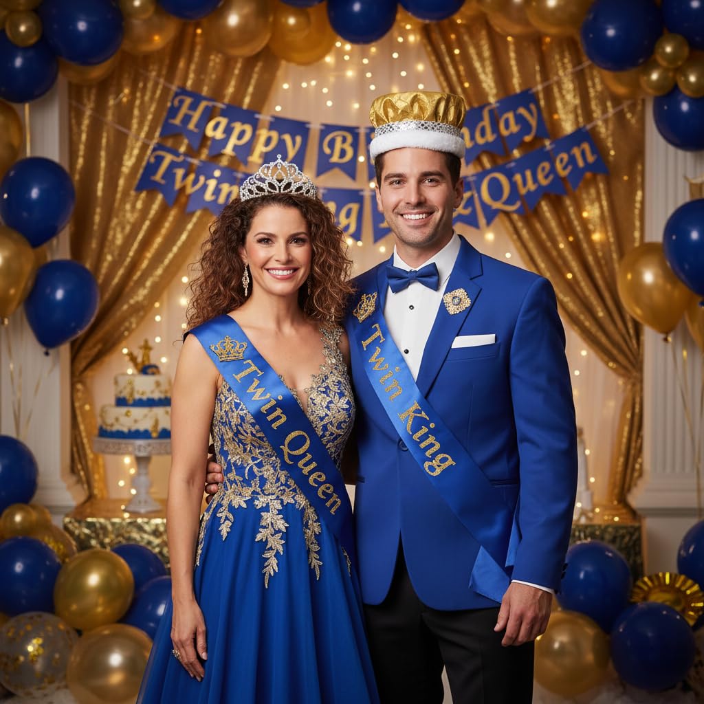 Anderson's Royal Grandeur Crown & Tiara Set, Elegant Accessories for Prom, Pageants, Weddings, Quinceañeras, Costume Parties & Formal Celebrations, Satin King Crown & Rhinestone Tiara - Image 6