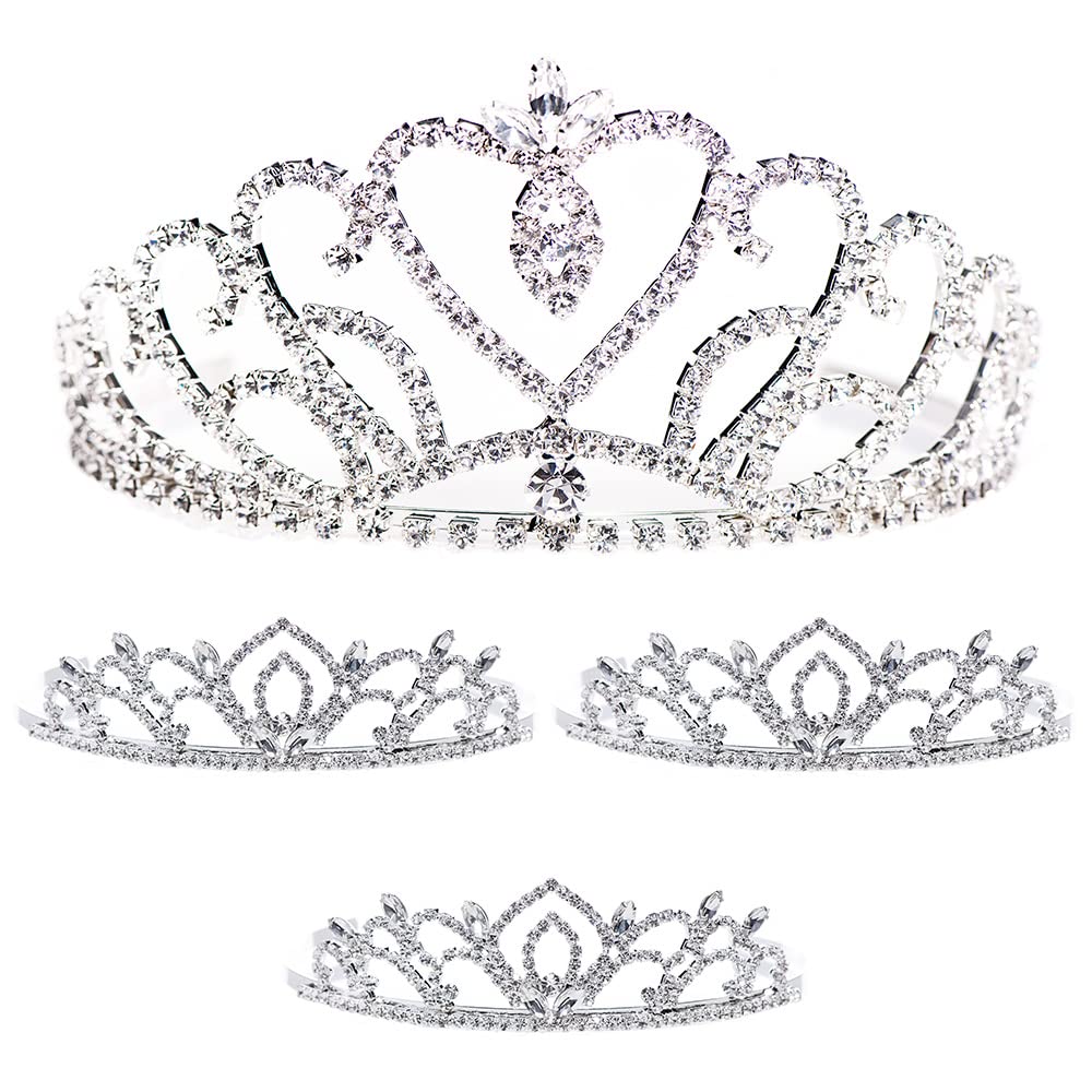 Anderson’s Ruth Queen and Kiley Princess Tiara Set, 4 Piece Rhinestone Crown Collection, for Prom, Homecoming, Winter Formal, Pageant, Wedding, Quinceañera, Sweet 16, Anniversary, Birthday, Theater, Coronation Accessory