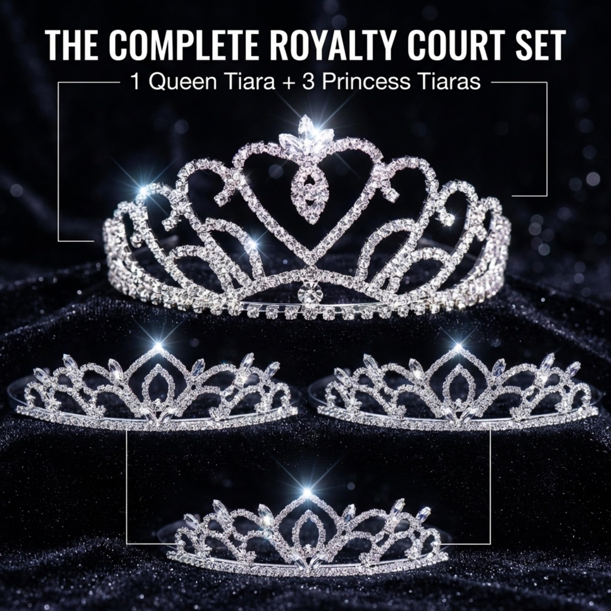 Anderson’s Ruth Queen and Kiley Princess Tiara Set, 4 Piece Rhinestone Crown Collection, for Prom, Homecoming, Winter Formal, Pageant, Wedding, Quinceañera, Sweet 16, Anniversary, Birthday, Theater, Coronation Accessory - Image 2