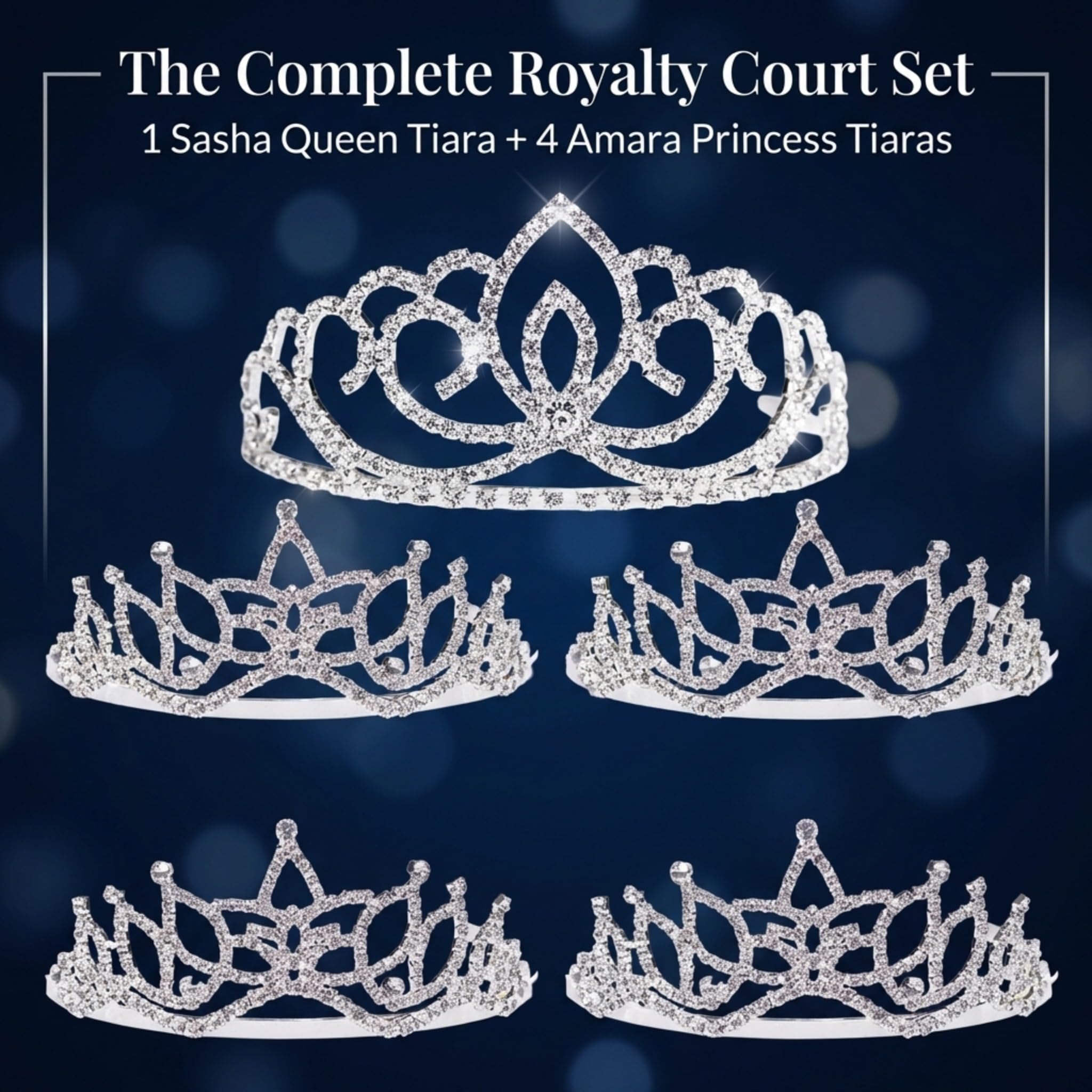 Anderson's Sasha Queen and Princess Tiara Sets, Women, Girls, Prom, Homecoming Coronation - Image 3