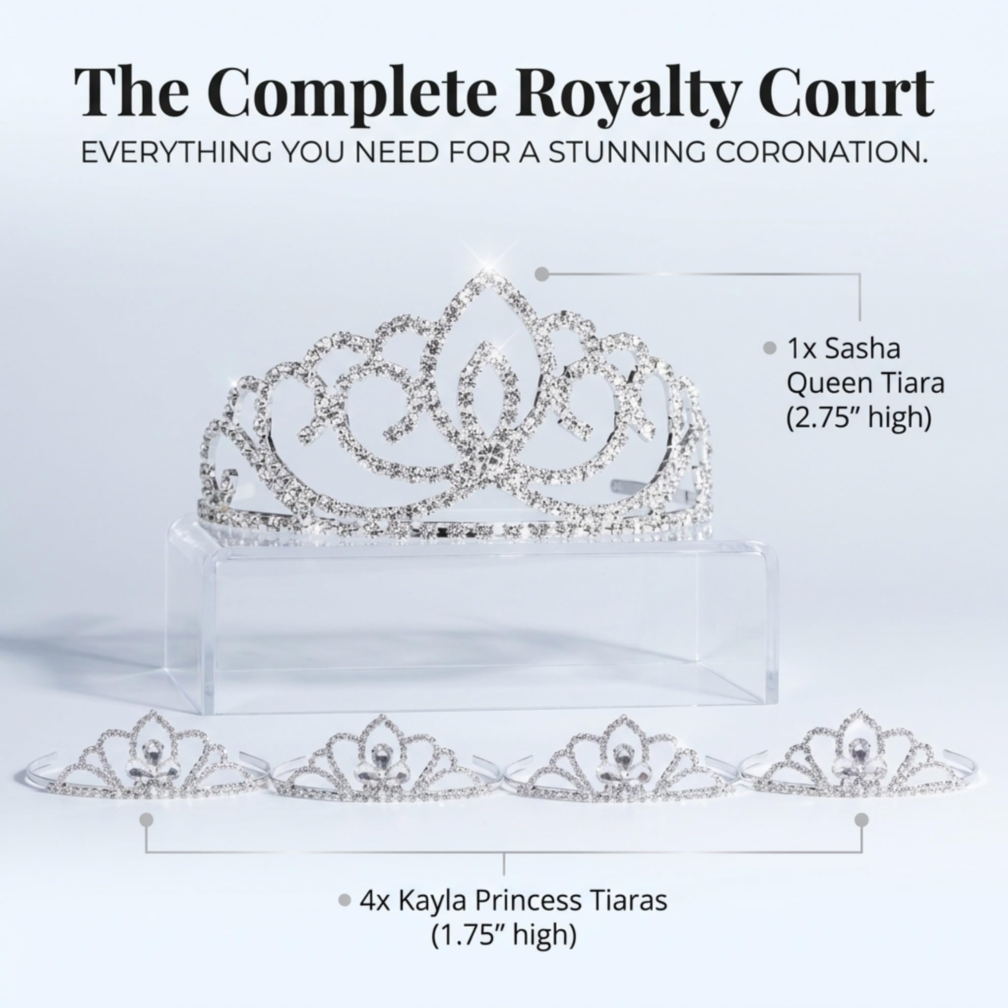 Anderson's Sasha Queen and Princess Tiara Sets, Women, Girls, Prom, Homecoming Coronation - Image 3