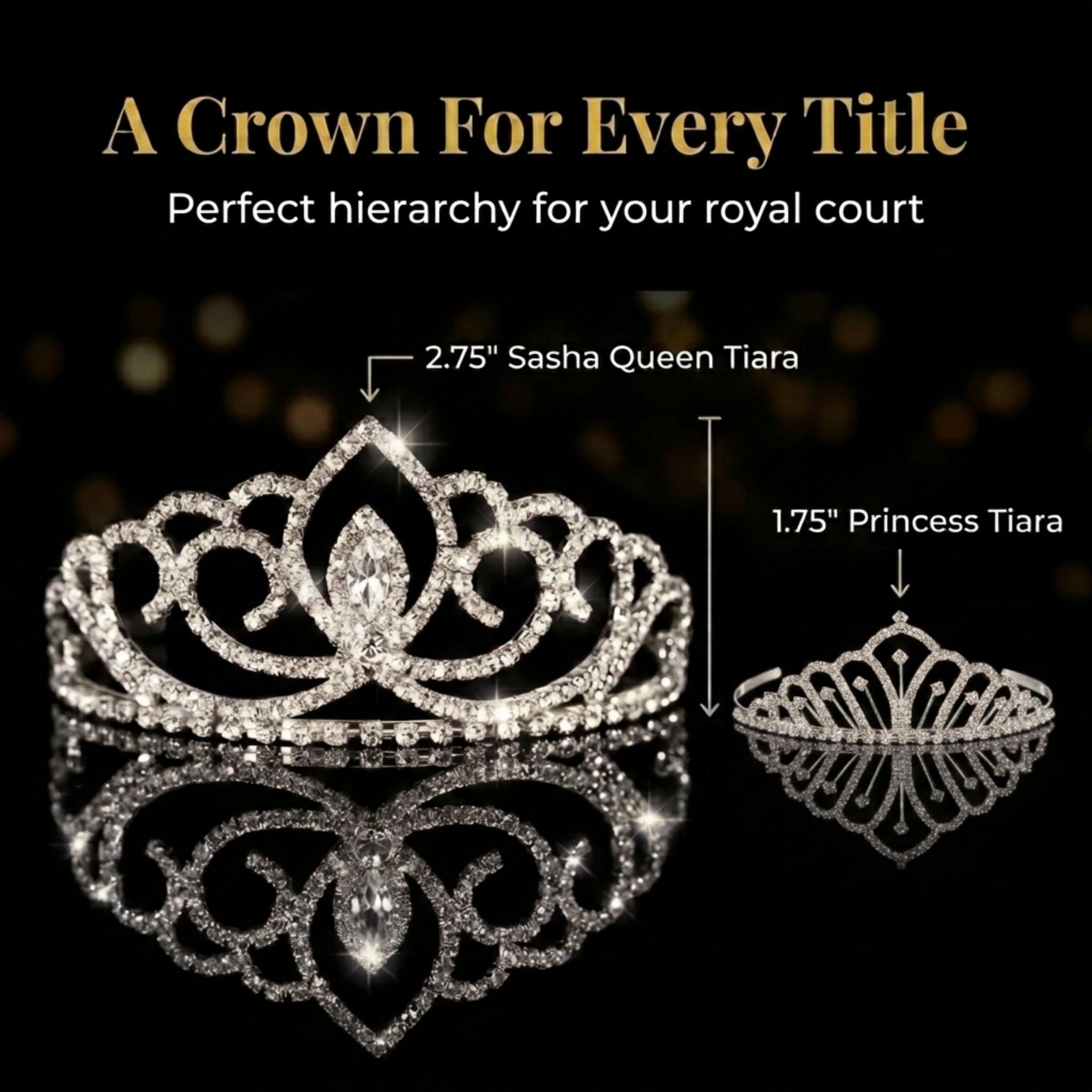Anderson's Sasha Queen and Princess Tiara Sets, Women, Girls, Prom, Homecoming Coronation - Image 4
