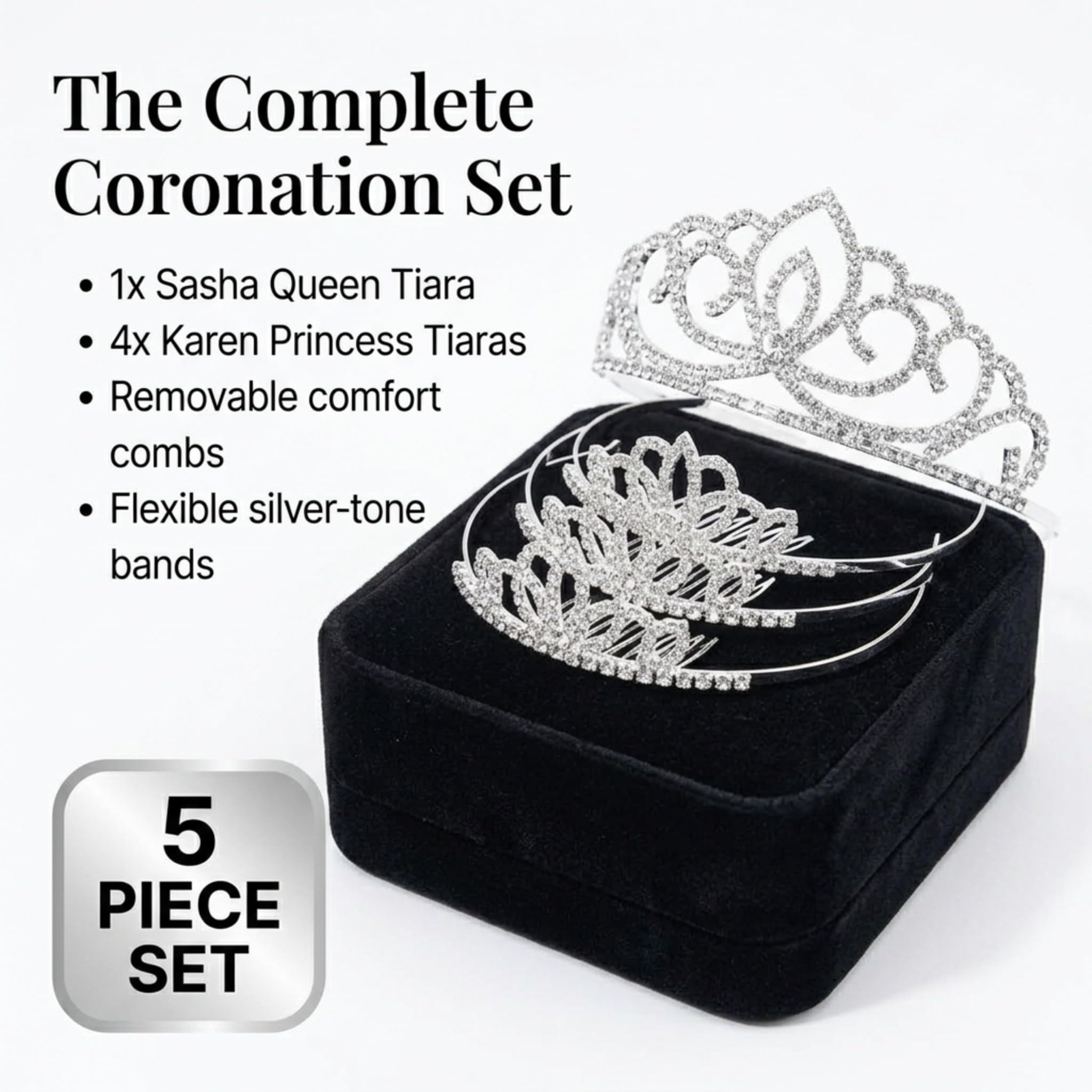 Anderson's Sasha Queen and Princess Tiara Sets, Women, Girls, Prom, Homecoming Coronation - Image 5