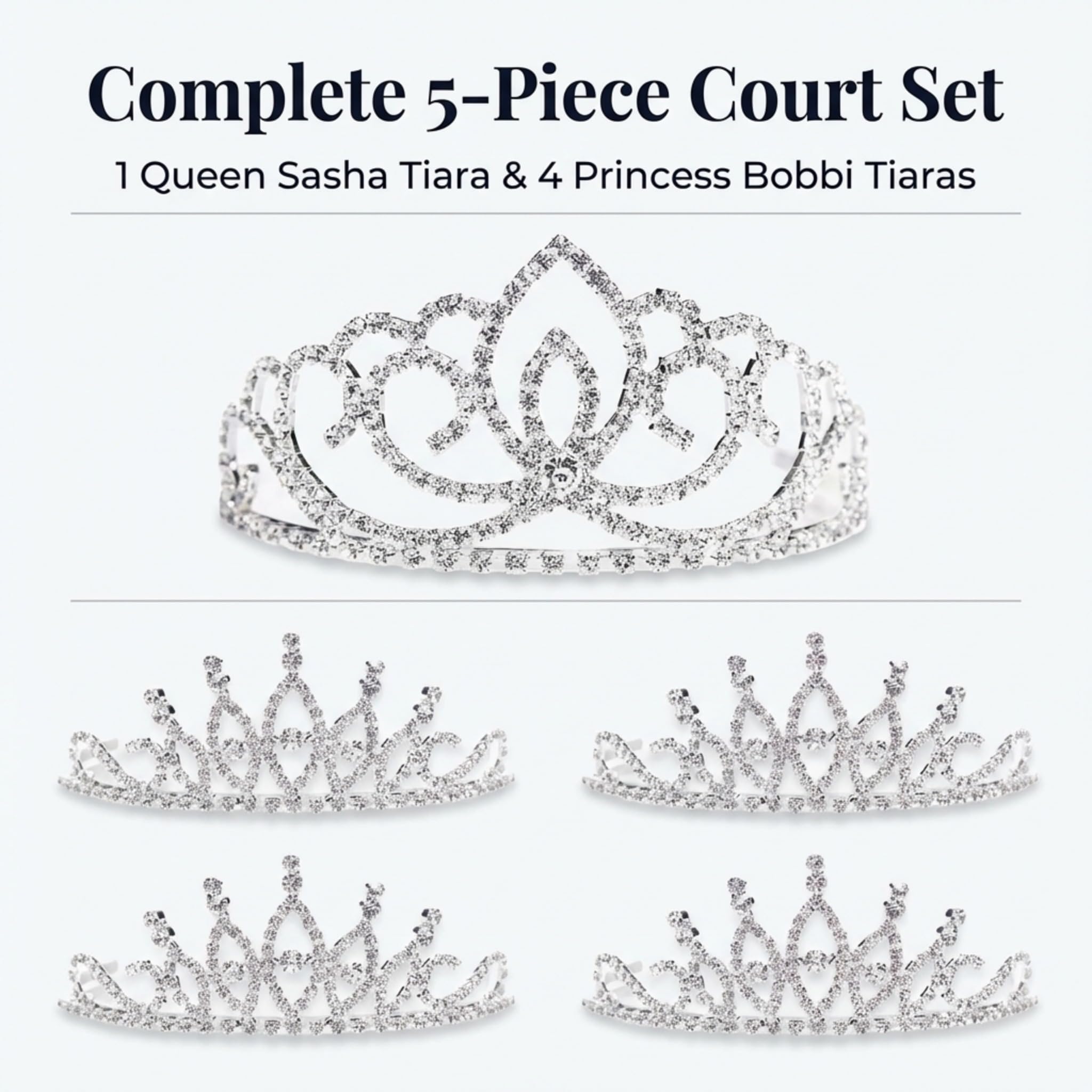 Anderson's Sasha Queen and Princess Tiara Sets, Women, Girls, Prom, Homecoming Coronation - Image 3